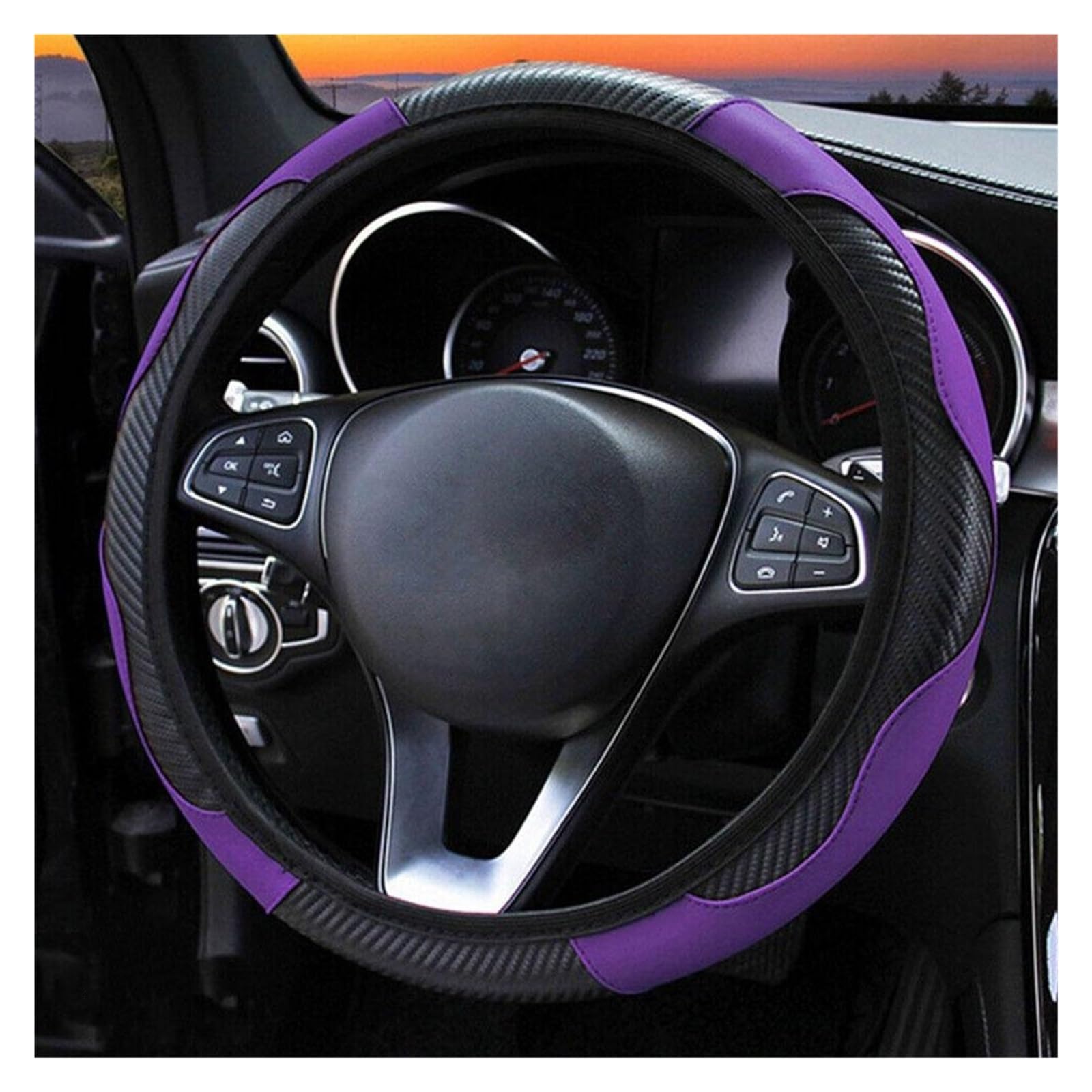 Lenkradabdeckung Für Megane 2/3 Für Captur Für Clio Für Scenic Für Duster Für Kudjar Für Triber Universal Leder Auto Lenkrad Abdeckung Zubehör Auto Lenkradhülle Protekto(Purple) von Tfkkaw