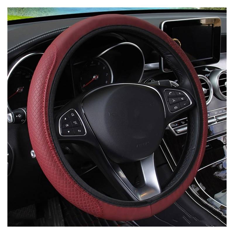 Lenkradabdeckung Für Megane 2 3 4 Für Twingo Für Clio Für Talisman Für Captur Auto Lenkrad Abdeckung Mikrofaser Leder Schutz Abdeckung Anti Slip Deckel Auto Lenkradhülle Protekto(Dark Red) von Tfkkaw