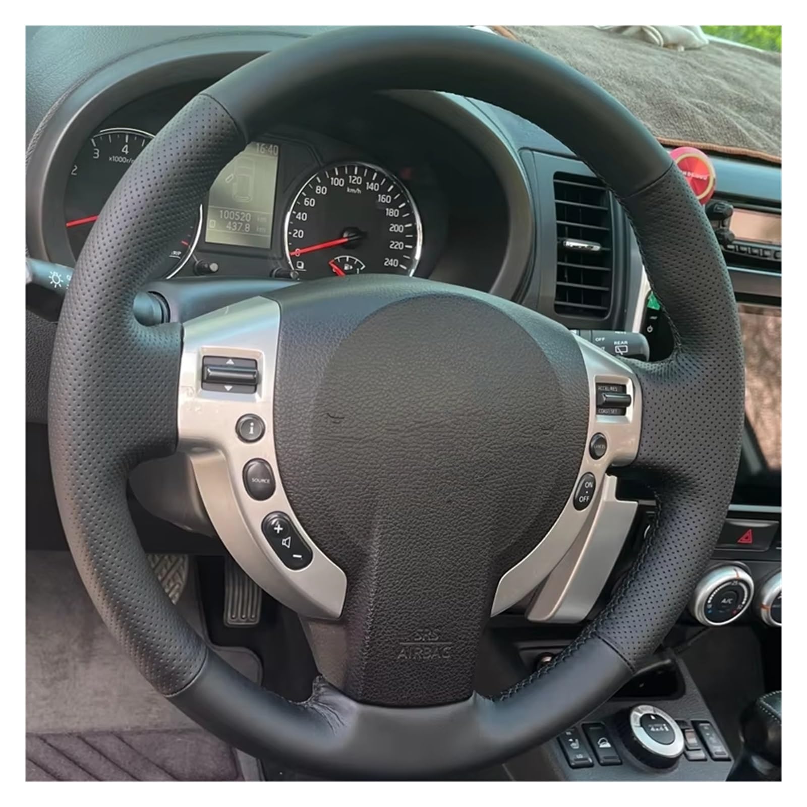 Lenkradabdeckung Für Nissan Für Qashqai 2007-2013 Für Rogue Für X-Trail DIY Hand-genäht Künstliche Leder Auto Lenkrad Abdeckung Zubehör Auto Lenkradhülle Protekto(Gray Thread) von Tfkkaw