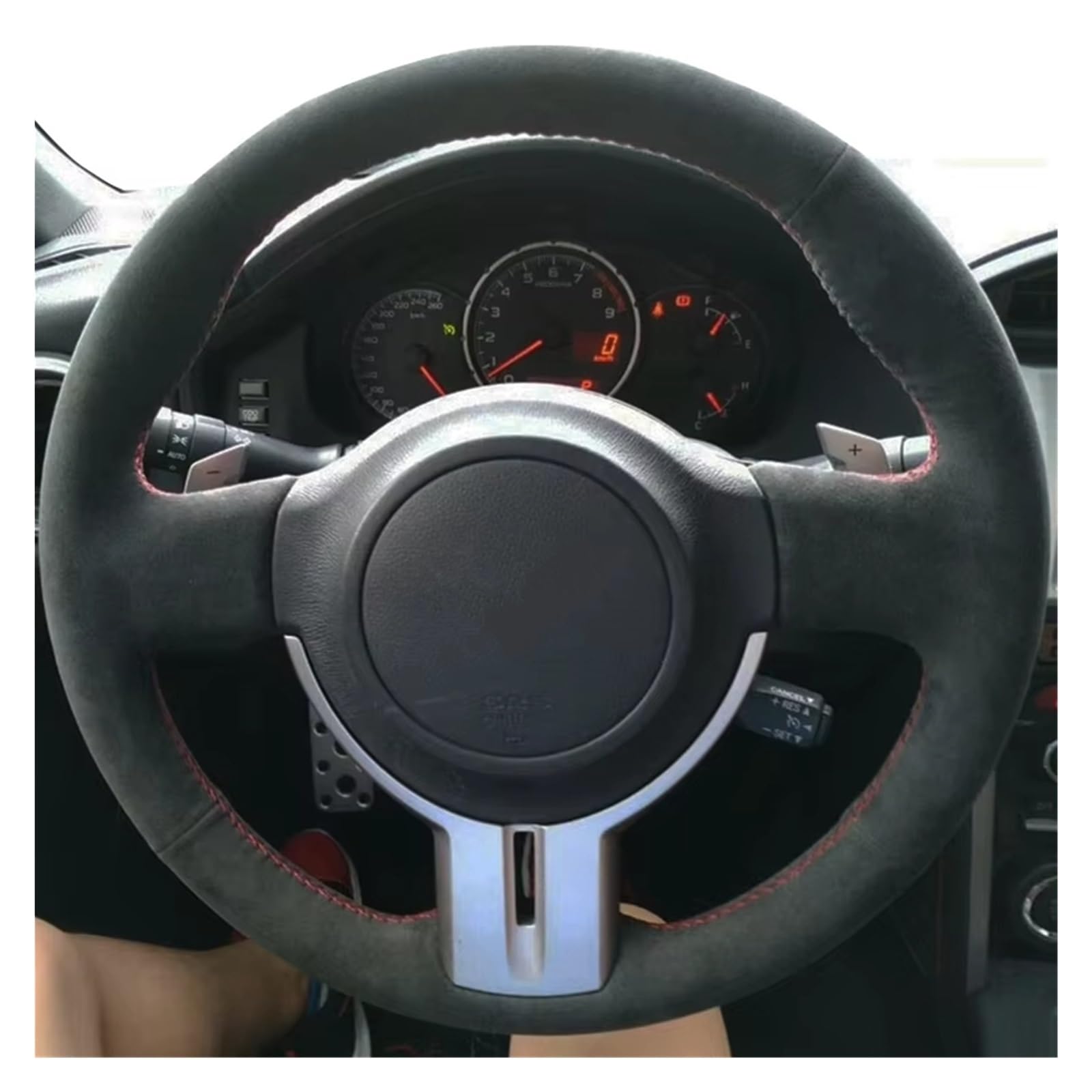 Lenkradabdeckung Für Subaru Für BRZ 2012 2013 2014 2015 Für Scion Für FRS Auto Lenkrad Abdeckung Wildleder Auto Innen Zubehör Auto Lenkradhülle Protekto(Gray Thread) von Tfkkaw