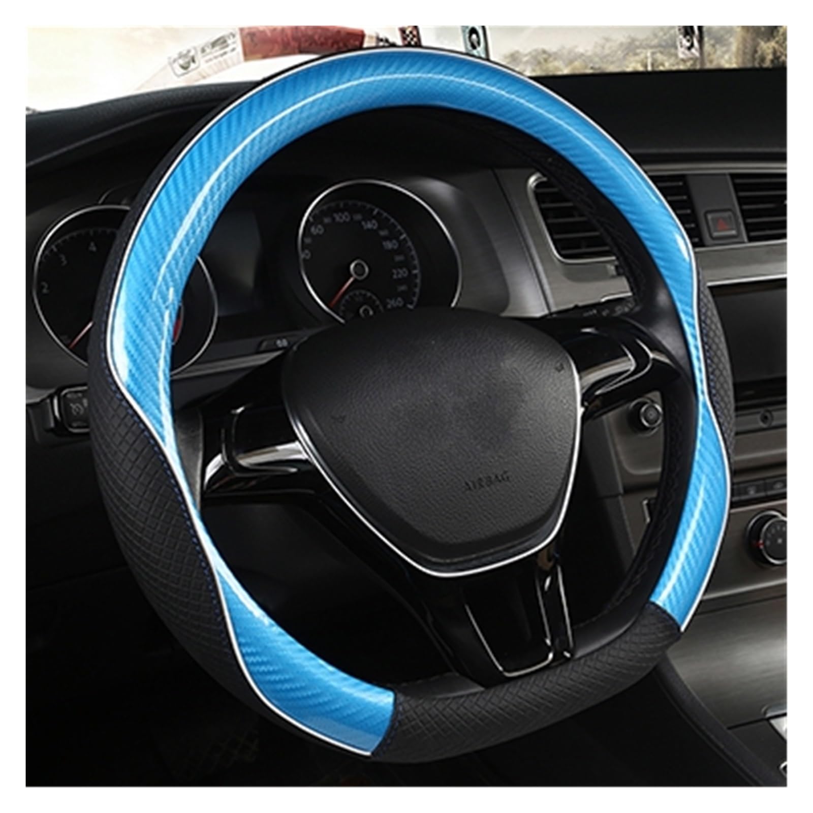 Lenkradabdeckung Für Subaru Für Forester Für Legacy XV Für BRZ Für WRX Leder Auto Lenkrad Abdeckung Automotive Rad Abdeckung Auto Lenkradhülle Protekto(Blue D Shape) von Tfkkaw