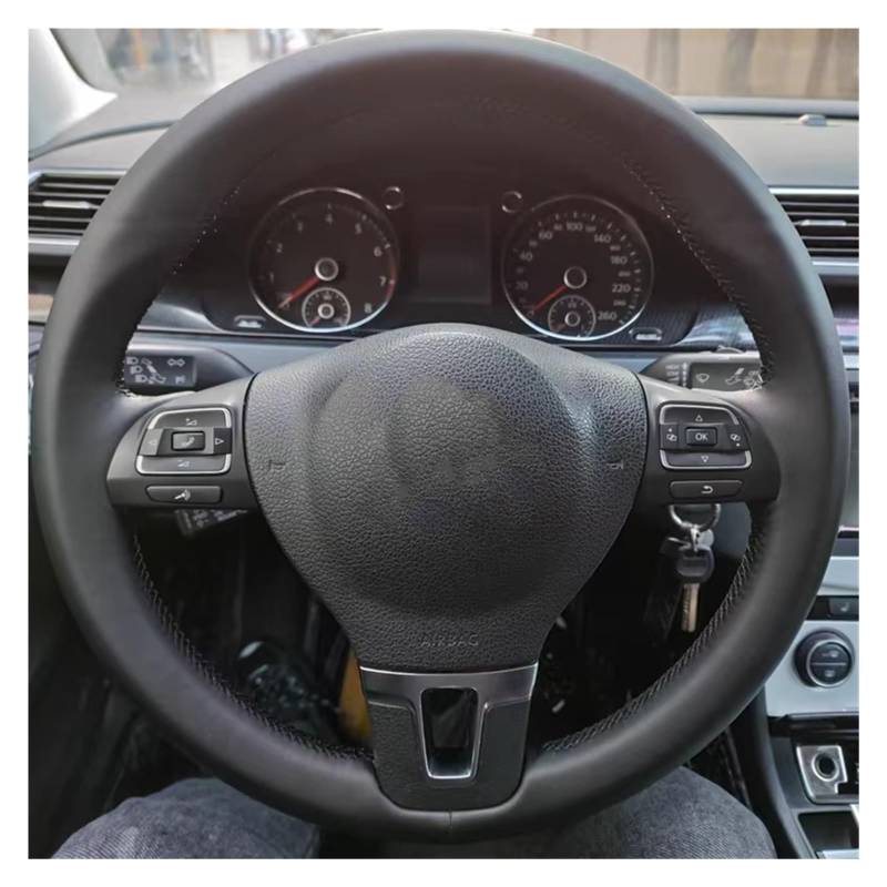 Lenkradabdeckung Für VW Für Tiguan Für Lavida Für Passat B7 Für Jetta Mk6 MK5 DIY Auto Lenkrad Abdeckung Auto Innen Zubehör Auto Lenkradhülle Protekto(Gray Thread) von Tfkkaw