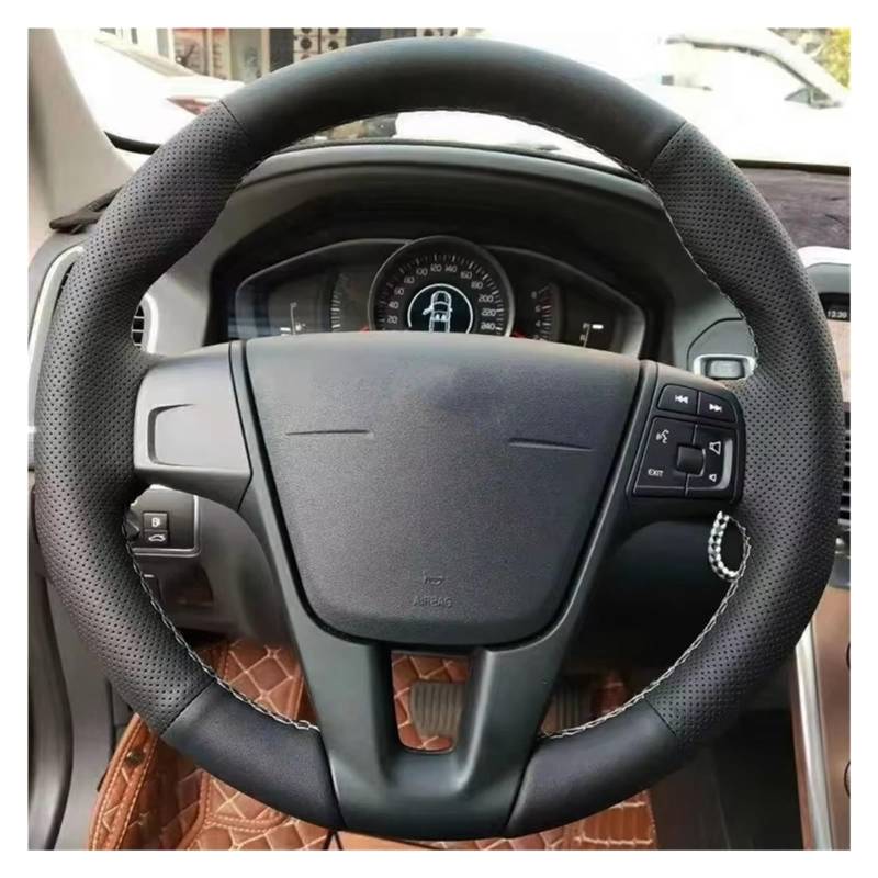 Lenkradabdeckung Für Volvo S60 2011 2012 2013 2014 V40 V60 XC60 2013 2014 2015 2016 2017 Auto Lenkrad Geflecht Abdeckung Leder Zubehör Auto Lenkradhülle Protekto(Brown Thread) von Tfkkaw