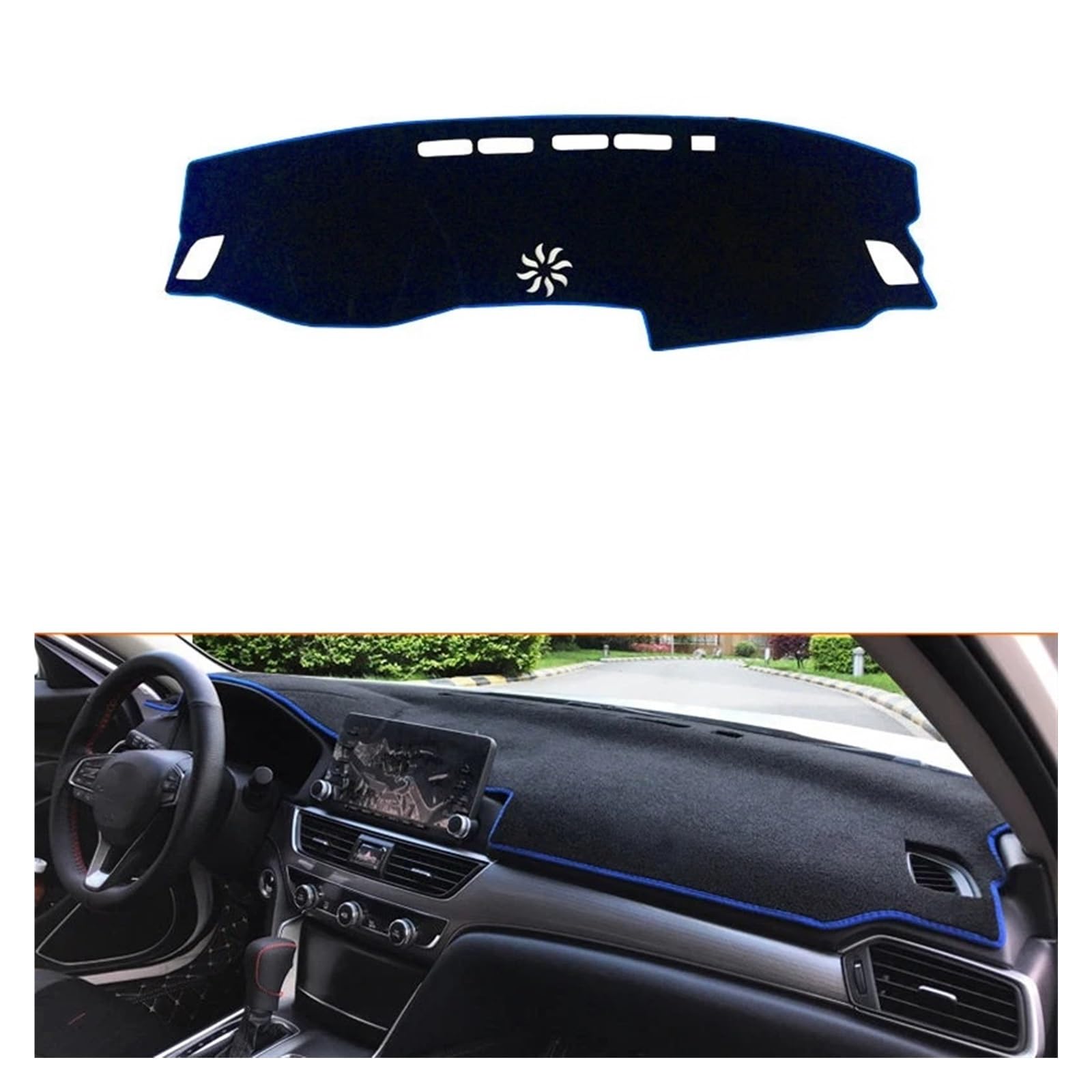 Teppich Dashmat Für Accord X 10th 2018 2019 2020 2021 2022 Auto Armaturenbrett-Abdeckungsmatten Vermeiden Sie Lichtpads Anti-UV-Instrumentenplattformteppiche Dash Mat(Front Blue Side) von Tfkkaw