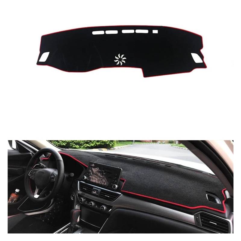 Teppich Dashmat Für Accord X 10th 2018 2019 2020 2021 2022 Auto Armaturenbrett-Abdeckungsmatten Vermeiden Sie Lichtpads Anti-UV-Instrumentenplattformteppiche Dash Mat(Front Red Side) von Tfkkaw