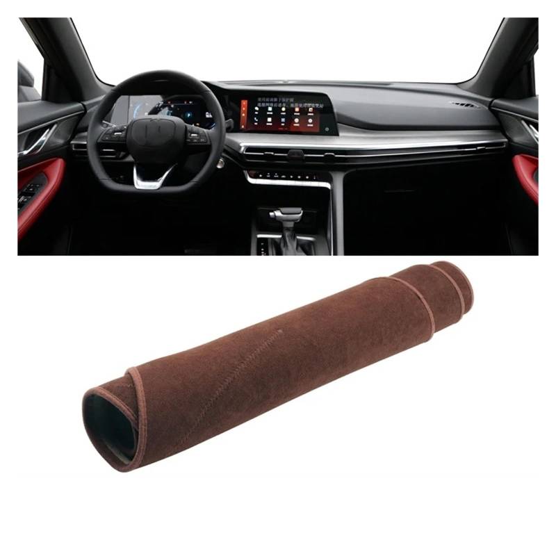 Teppich Dashmat Für Changan CS35 Plus 2021 2022 2023 2024 Instrument Schreibtisch Sonnenschutz Matte Non-Slip Pad Auto Dashboard Abdeckung Dash Mat(B Brown) von Tfkkaw