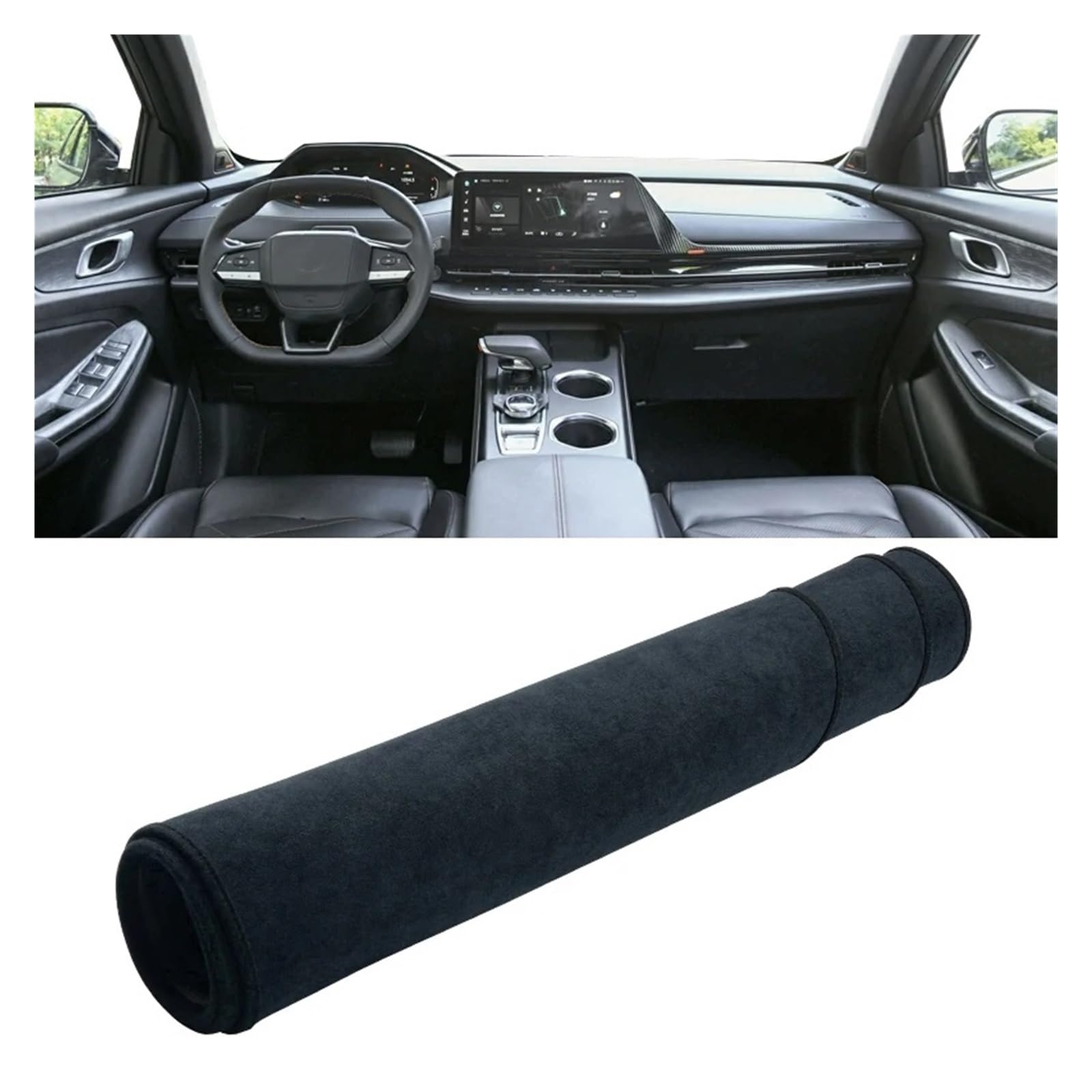 Teppich Dashmat Für Changan CS55 Plus 2022 2023 2024 Instrument Schreibtisch Sonnenschutz Matte Non-Slip Pad Zubehör Auto Dashboard Abdeckung Dash Mat(B Black) von Tfkkaw