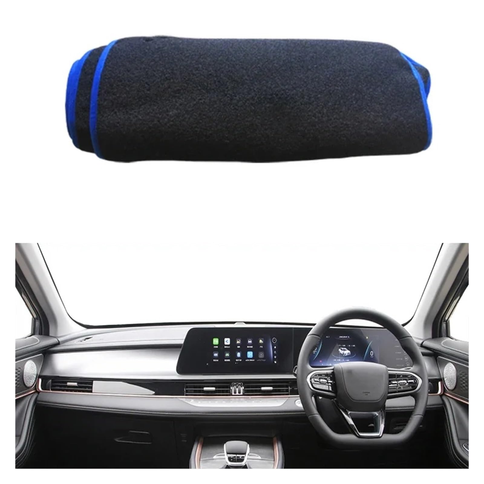 Teppich Dashmat Für Chery Für Chirey Für Omoda 5 C5 FX 2022 2023 2024 Auto Sonnenschutz DashMat Anti-UV Anti-Sonnen-Teppich Auto Armaturenbrett Abdeckung Teppichpad Dash Mat(RHD Blue Edge) von Tfkkaw