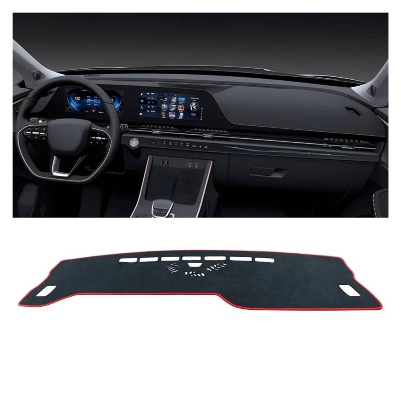 Teppich Dashmat Für Chery für Omoda C5 2022 2023 2024 für Omoda 5 Auto-Armaturenbrett-Sonnenschutz-Abdeckungsmatte Rutschfestes Pad Zubehör Dash Mat(LHD Black Red) von Tfkkaw