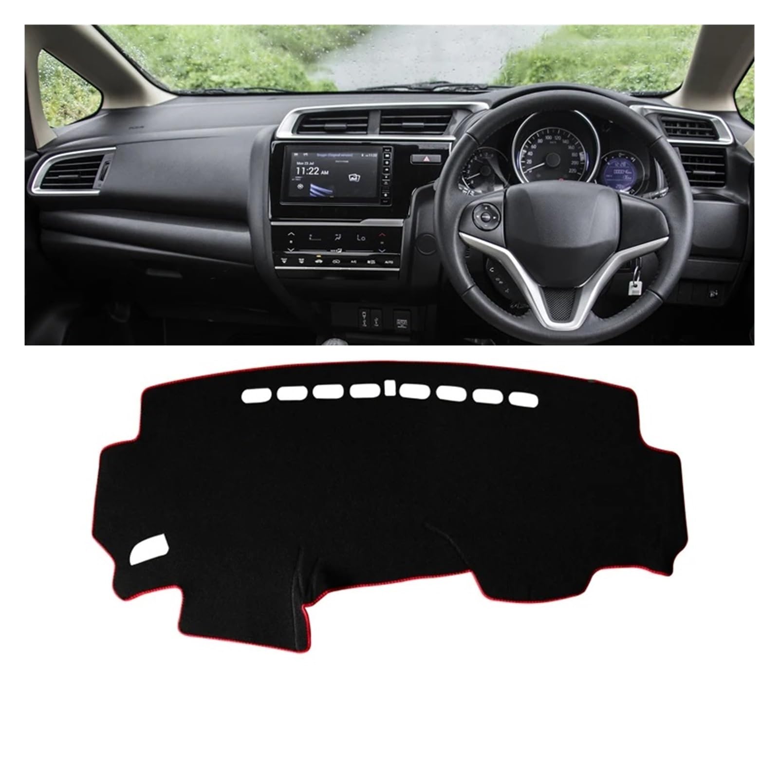 Teppich Dashmat Für Fit Für Jazz GK5 2014 2015 2016 2017 2018 2019 Auto-Armaturenbrett-Abdeckung Vermeiden Sie Lichtpads Sonnenschutzmatten Anti-UV-Gehäuseteppiche Dash Mat(RHD Red Side) von Tfkkaw