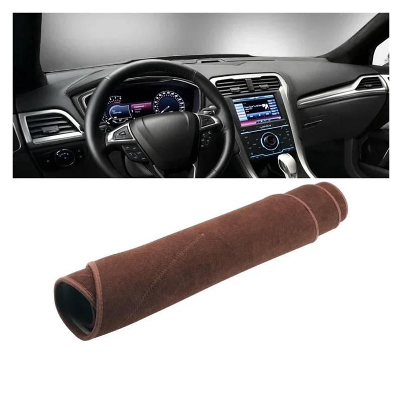 Teppich Dashmat Für Ford Für Mondeo 5 MK5 Für Fusion 2013 2014 2015 2016 2017 2018 2019 Auto-Armaturenbrett-Sonnenschutzabdeckung Instrumententafel-Pad Dash Mat(B Brown) von Tfkkaw