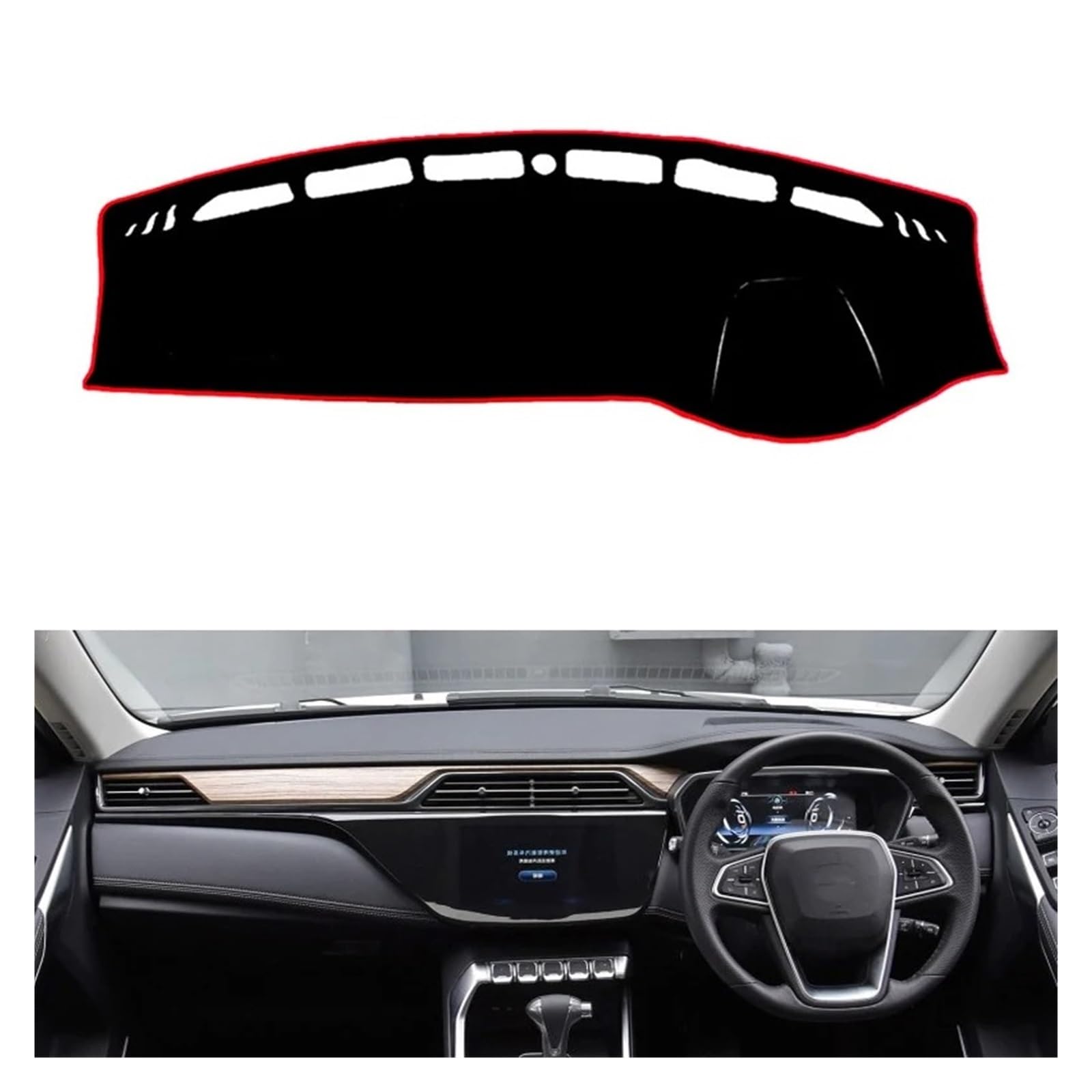 Teppich Dashmat Für Ford Für Territory 2019 Auto-Armaturenbrett-Abdeckungen, Matten, Schattenkissen, Polster, Teppiche, Zubehör, Rechts- Und Linkslenker Dash Mat(Black Edge,Rechtslenker) von Tfkkaw