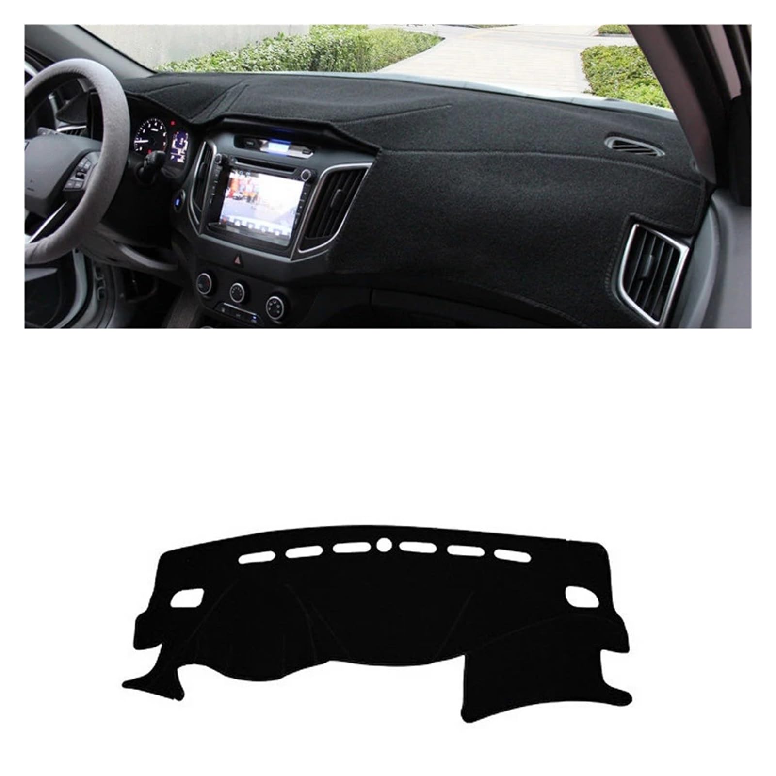 Teppich Dashmat Für Hyundai Für Creta Ix25 2014 2015 2016 2017 2018 2019 2020 Auto Armaturenbrett Abdeckung Dash Matte Sonnenschutz rutschfeste Pad Dash Mat(LHD Black Side) von Tfkkaw