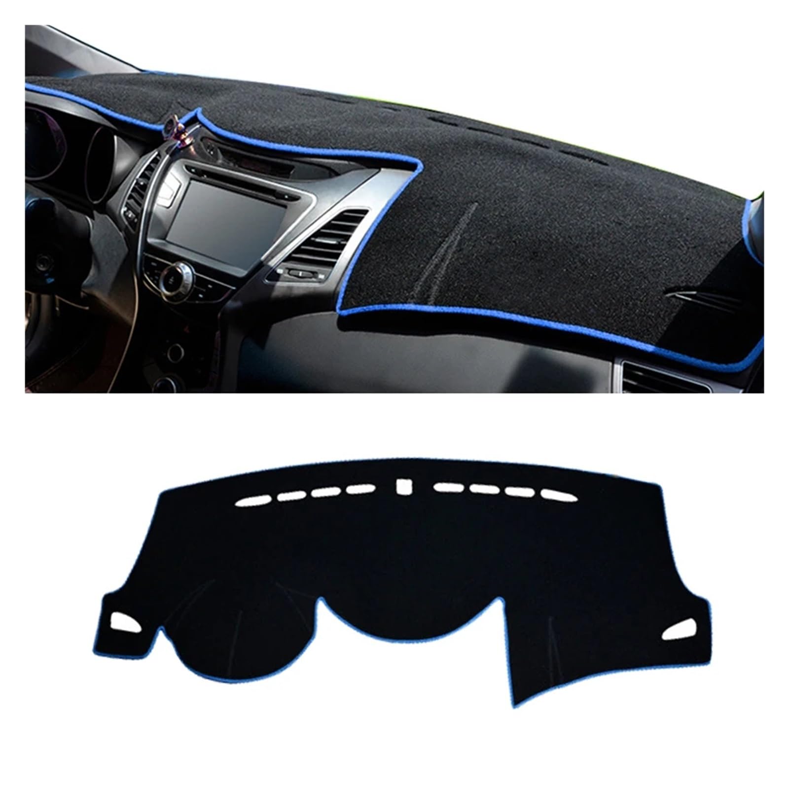 Teppich Dashmat Für Hyundai Für Elantra MD 2011-2015 LHD RHD Auto Armaturenbrett Lichtmatte Vermeiden Instrumentenplattform Schreibtischabdeckung Matte Teppiche Dash Mat(LHD Blue Side) von Tfkkaw