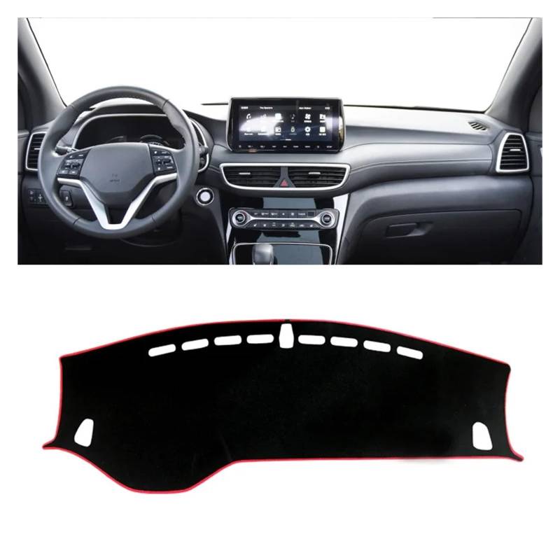 Teppich Dashmat Für Hyundai Für Tucson 2015 2016 2017 2018 2019 2020 Auto Dashboard Abdeckung Matte Pad Dashmat Dash Sonnenschirm Instrument Teppich Dash Mat(LHD Red 19-20) von Tfkkaw