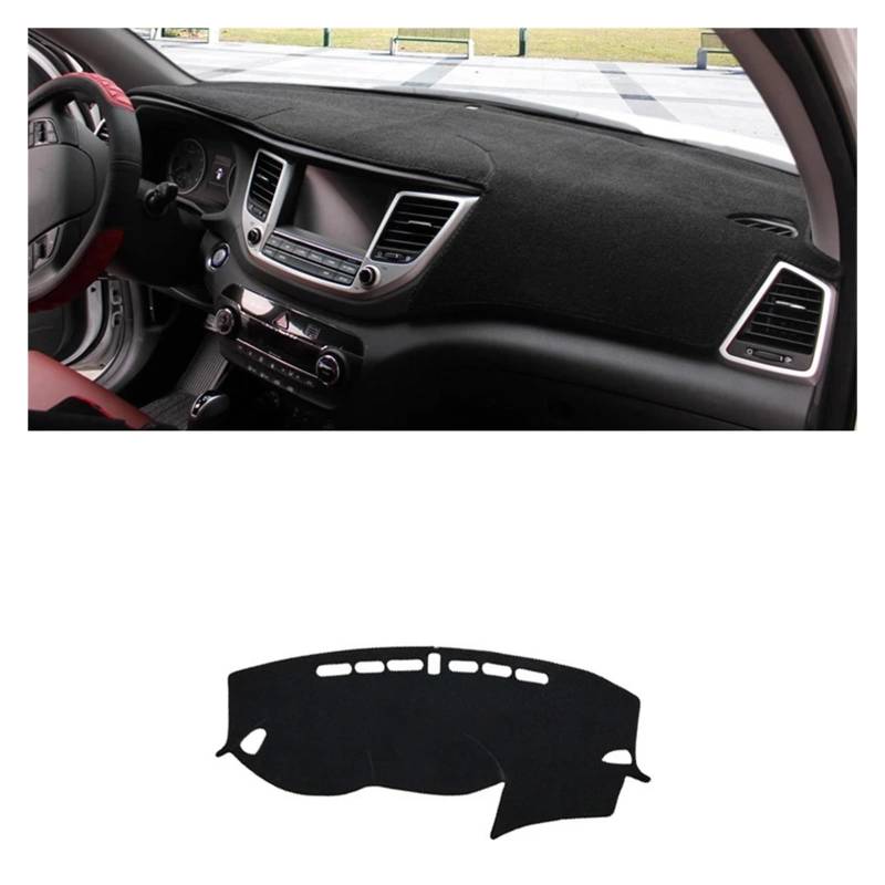 Teppich Dashmat Für Hyundai Für Tucson TL 2015 2016 2017 2018 2019 2020 LHD Auto Dashboard Abdeckung Schattierung Matte Sonnenschutz Pad Teppich innen Dash Mat(15-18 Black) von Tfkkaw