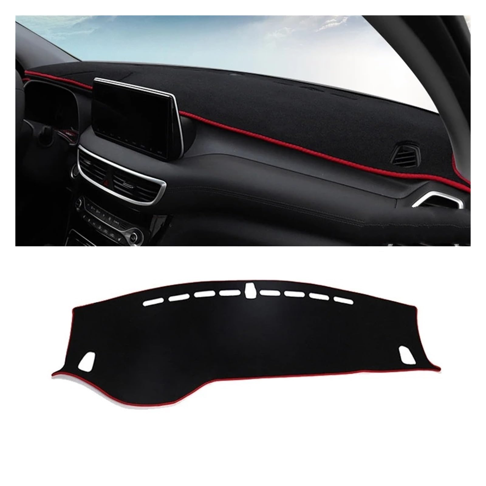 Teppich Dashmat Für Hyundai Für Tucson TL 2015 2016 2017 2018 2019 2020 LHD Auto Dashboard Abdeckung Schattierung Matte Sonnenschutz Pad Teppich innen Dash Mat(19-20 Red) von Tfkkaw