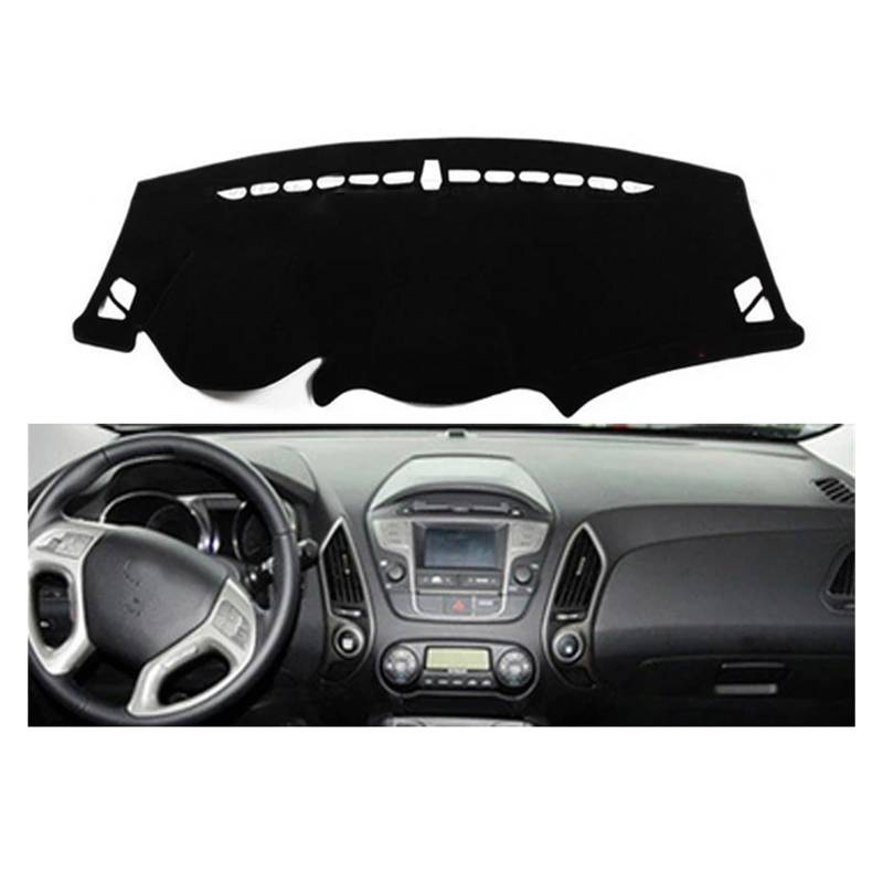 Teppich Dashmat Für Hyundai Ix35 Für Tucson 2010 2011 2012 2013 2014 2015 Auto Dashboard Abdeckungen Matte Schatten Kissen Pad Teppiche Zubehör Dash Mat(Black Edge,Linkslenker) von Tfkkaw