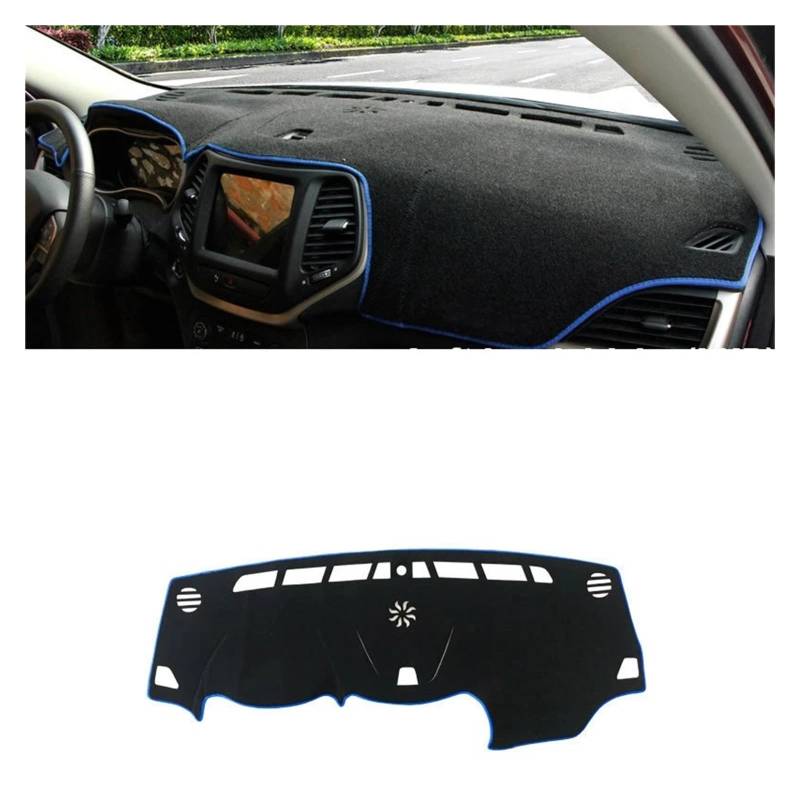 Teppich Dashmat Für Jeep Für Cherokee 2016 2017 2018 2019 2020 2021 Auto-Armaturenbrett-Abdeckungsmatten Vermeiden Sie Lichtpads Anti-UV-Teppiche Schutz Dash Mat(LHD Blue Side) von Tfkkaw