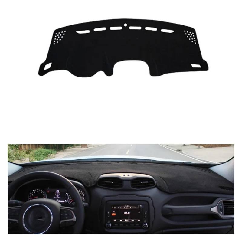 Teppich Dashmat Für Jeep Für Renegade 2015-2019 2020 2021 2022 Auto Dashboard Abdeckung Matte Sonnenschutz Pad Instrument Panel Teppiche Anti-uv Dash Mat(Black Side) von Tfkkaw