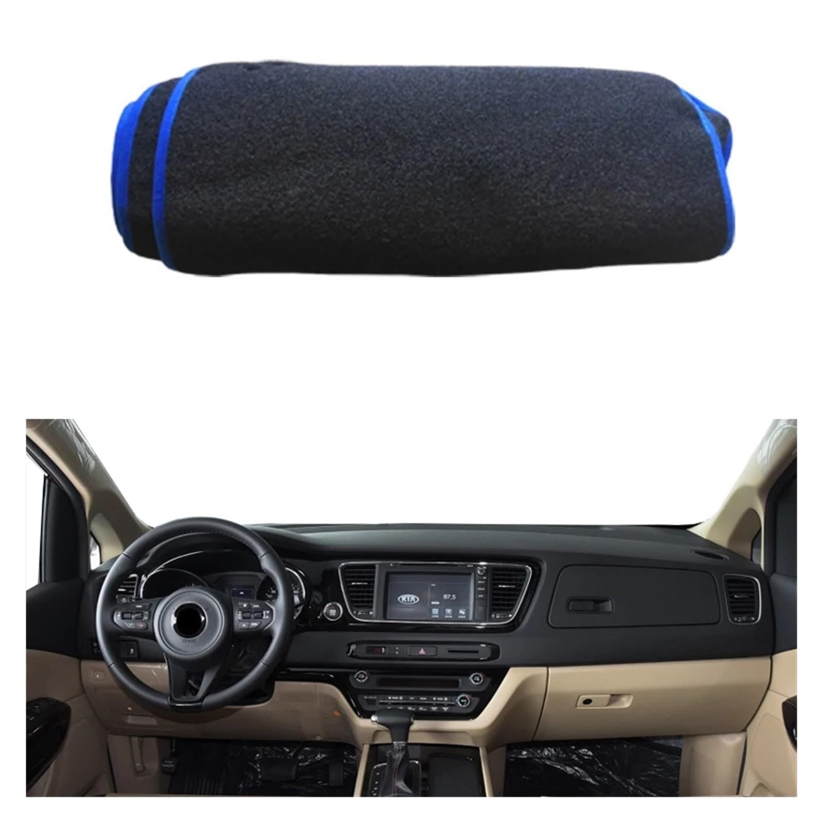 Teppich Dashmat Für KIA Carnival YP 2014 2015 2016 2017 2018 2019 Kissen Sonnenschutz Anti-UV-Schutz Auto Innen Armaturenbrett Abdeckung Teppich Cape Teppich Dash Mat(LHD Blue) von Tfkkaw