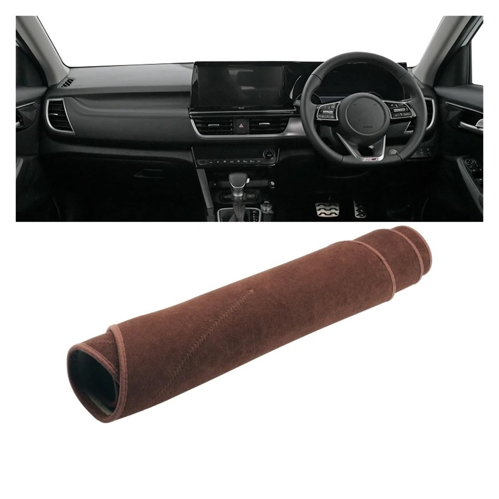 Teppich Dashmat Für Kia Für Seltos SP2 2020 2021 2022 2023 2024 Auto Armaturenbrett Abdeckung Sonnenschutz Anti-UV-Teppiche Vermeiden Sie Licht Pads Innenraum Dash Mat(B RHD Brown) von Tfkkaw