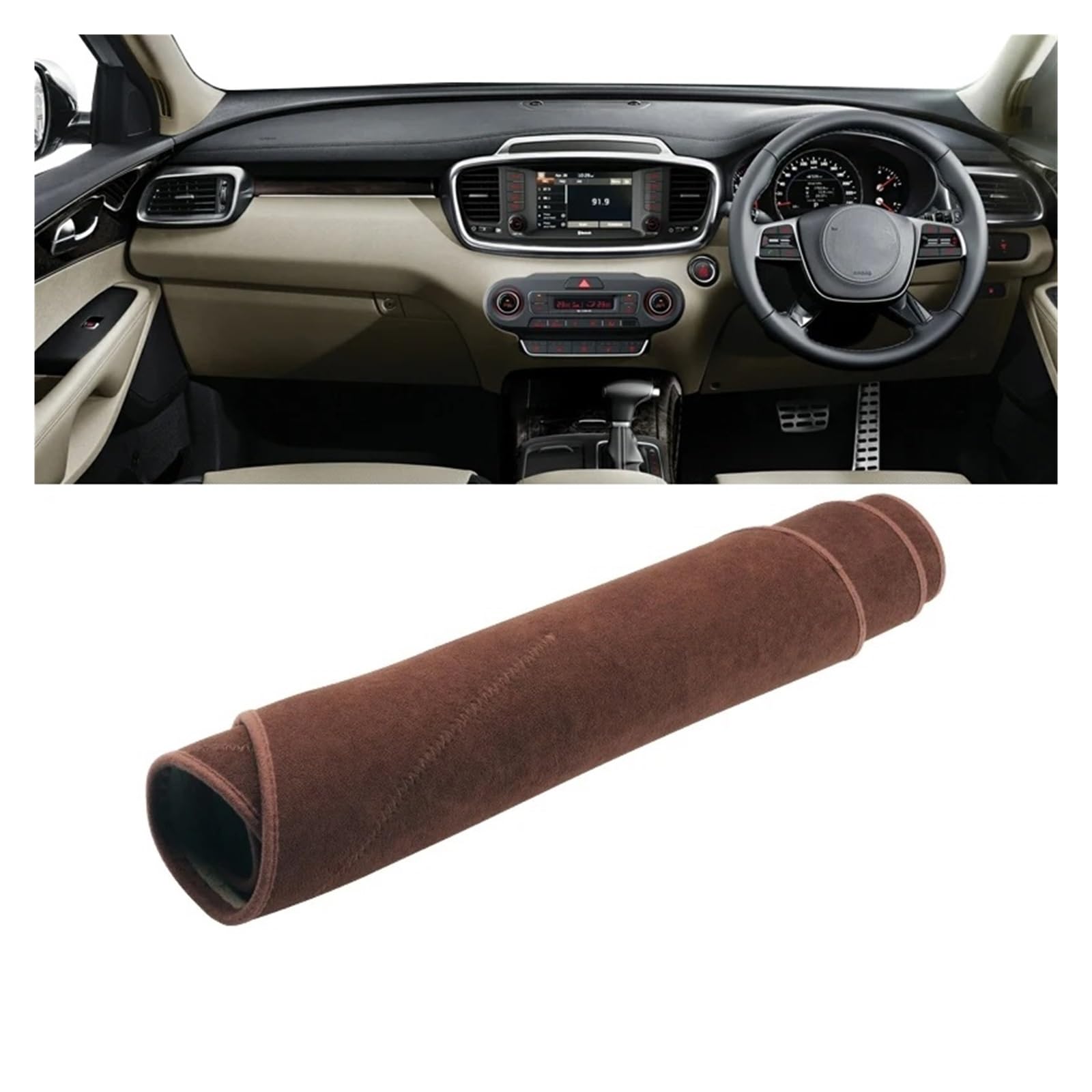 Teppich Dashmat Für Kia Für Sorento 3 2015 2016 2017 2018 2019 2020 Sorento UM Für Prime Auto Armaturenbrettabdeckung Sonnenschutz rutschfeste Mattenauflage Dash Mat(B RHD Brown) von Tfkkaw