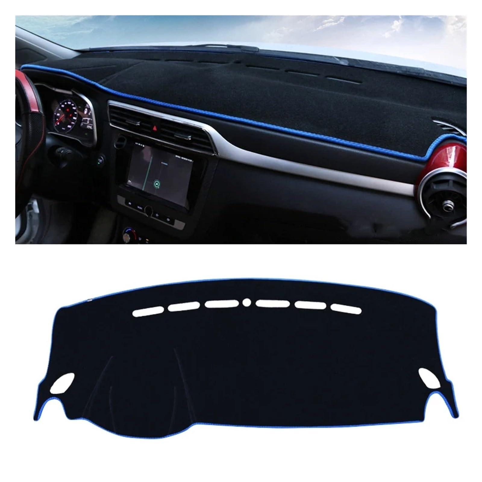 Teppich Dashmat Für MG ZS EV 2017 2018 2019 2020 2021 2022 2023 Auto Dashboard Abdeckung Dash Matte Teppich Cape Sonnenschutz Dashmat Zubehör Dash Mat(A LHD Blue) von Tfkkaw