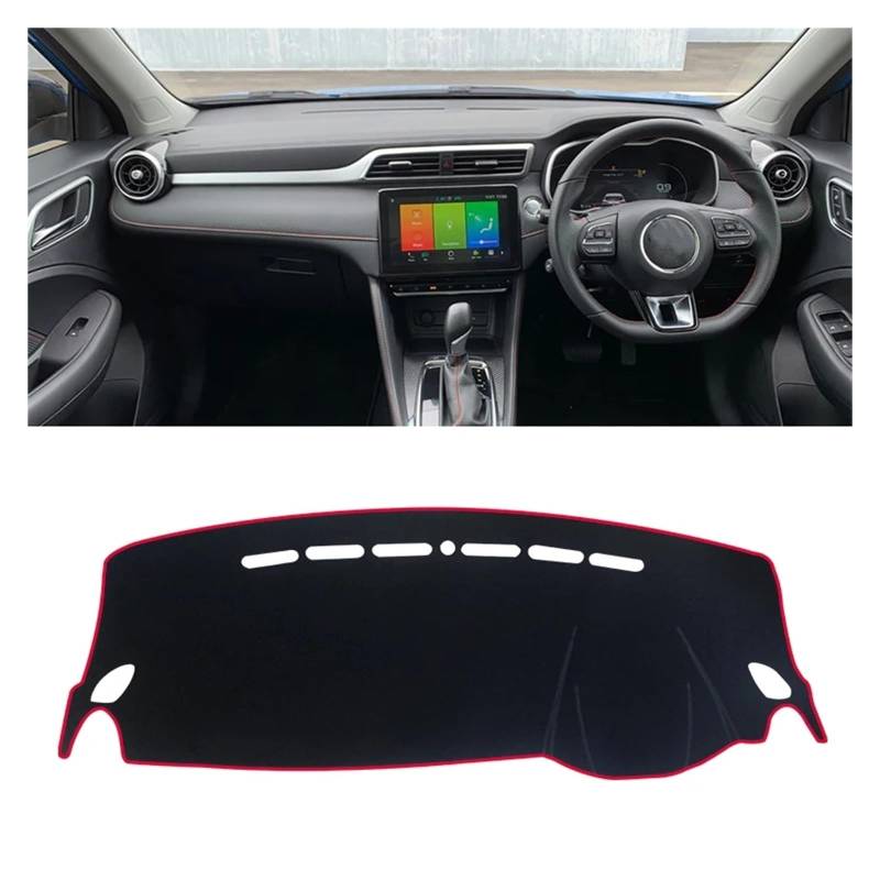 Teppich Dashmat Für MG ZS EV 2017 2018 2019 2020 2021 2022 2023 Auto Dashboard Abdeckung Dash Matte Teppich Cape Sonnenschutz Dashmat Zubehör Dash Mat(A RHD Red) von Tfkkaw