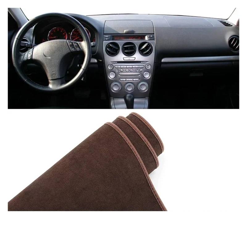 Teppich Dashmat Für Mazda 6 GG 2002 2003 2004 2005 2006 2007 Auto Armaturenbrett Sonnenschutz Abdeckung Instrumententafel Matte rutschfeste Unterlage Dash Mat(B LHD Brown) von Tfkkaw