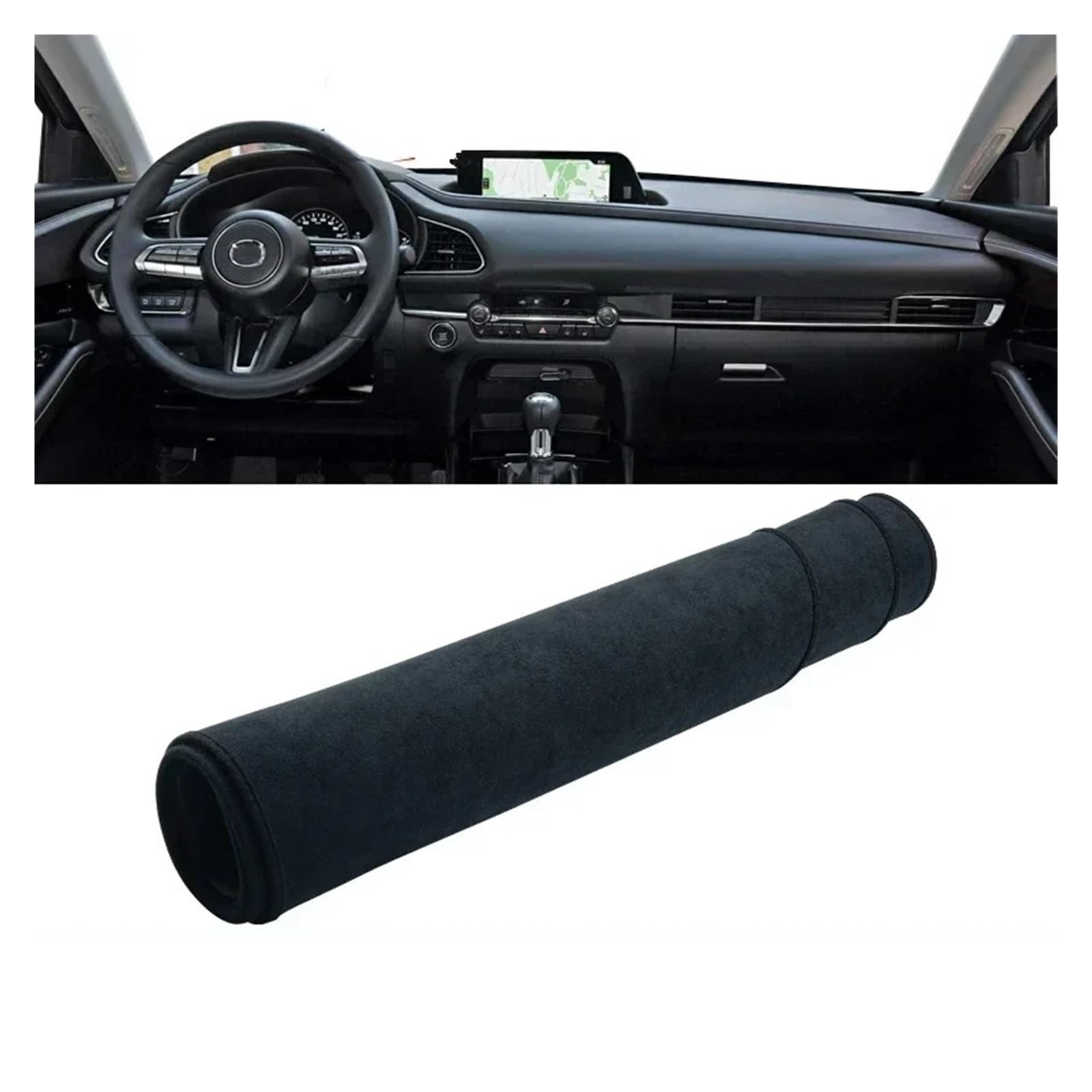 Teppich Dashmat Für Mazda CX-30 CX30 DM 2019 2020 2021 2022 2023 Autozubehör Armaturenbrett Sonnenschutzabdeckung Instrumententafelmatte rutschfeste Unterlage Dash Mat(B LHD NO HUD Black) von Tfkkaw