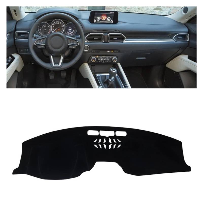 Teppich Dashmat Für Mazda CX-5 CX5 KF 2017 2018 2019 2020 2021 2022 2023 Auto Armaturenbrett Sonnenschutz Abdeckung Instrument Schreibtisch rutschfeste Matte Dash Mat(LHD Black) von Tfkkaw