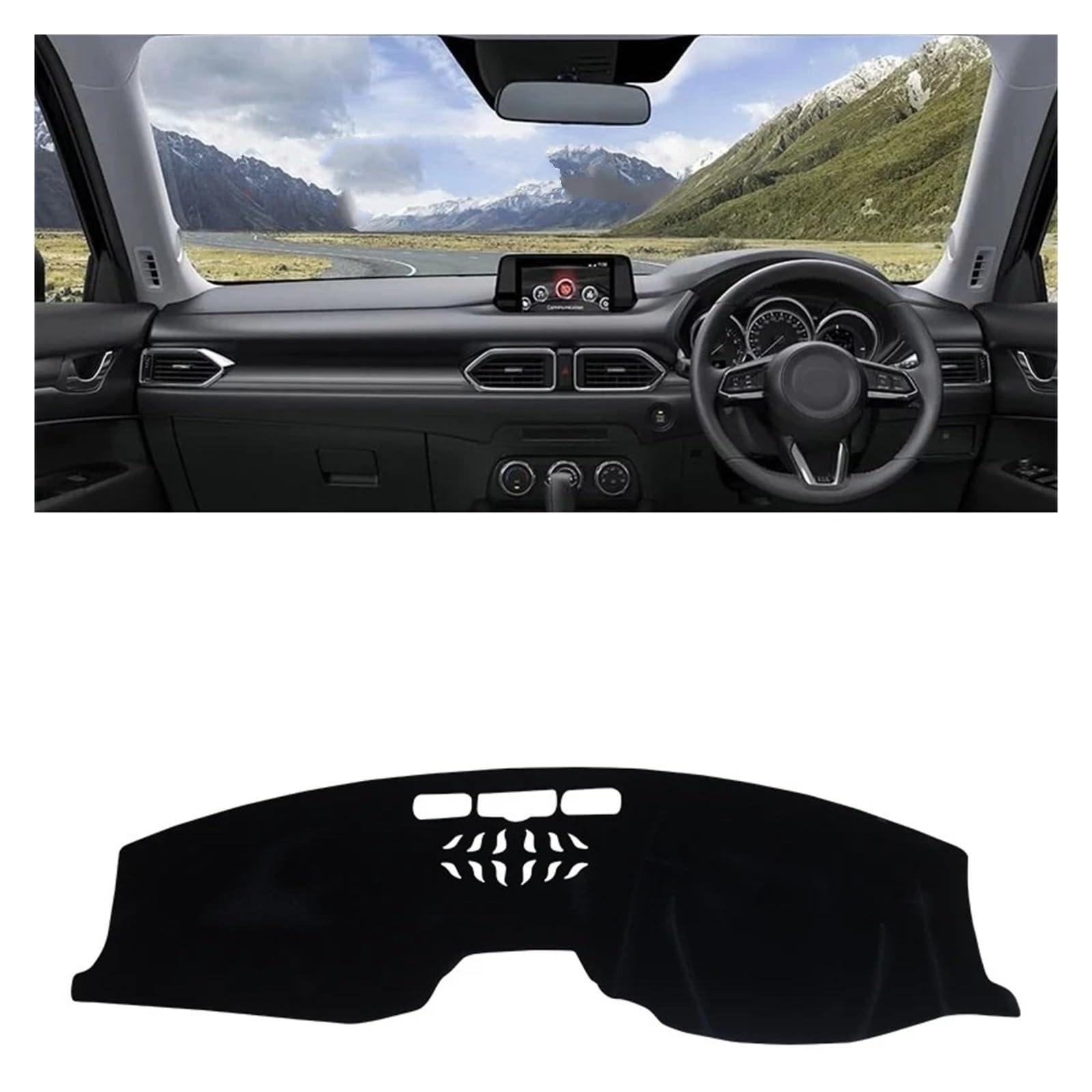 Teppich Dashmat Für Mazda CX-5 CX5 KF 2017 2018 2019 2020 2021 2022 2023 Auto Armaturenbrett Sonnenschutz Abdeckung Instrument Schreibtisch rutschfeste Matte Dash Mat(RHD Black) von Tfkkaw