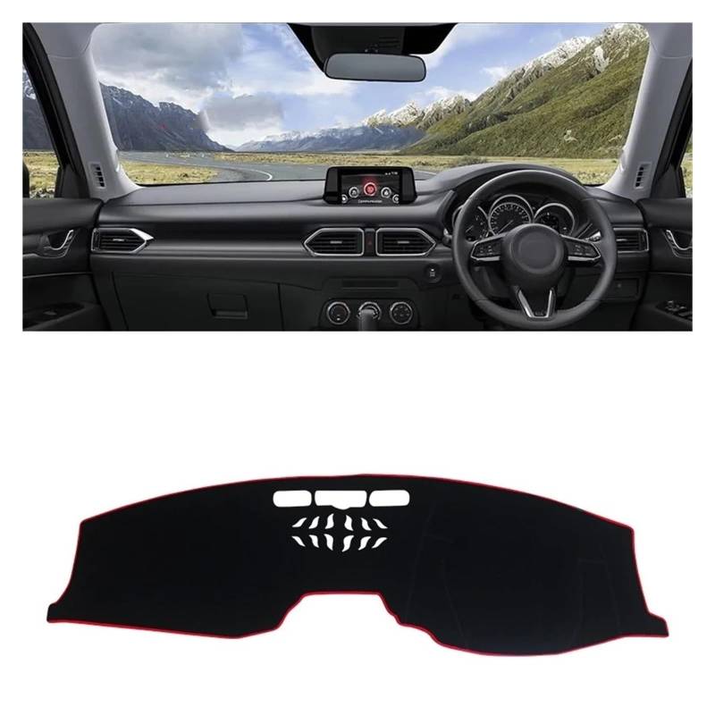 Teppich Dashmat Für Mazda CX-5 CX5 KF 2017 2018 2019 2020 2021 2022 2023 Auto Armaturenbrett Sonnenschutz Abdeckung Instrument Schreibtisch rutschfeste Matte Dash Mat(RHD Red) von Tfkkaw