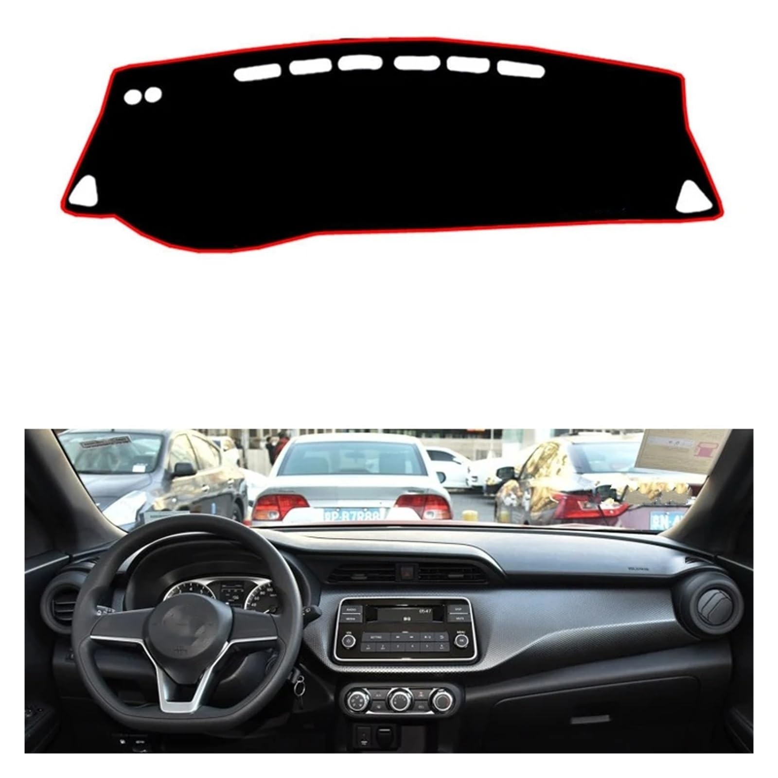 Teppich Dashmat Für Nissan Für Qashqai 2014 2015 2016 2017 2018 Rechts- Und Linkslenker-Zubehör Auto-Armaturenbrett-Abdeckungen Matten Schattenkissen Pad Teppiche Dash Mat(Blue Edge,Linkslenker) von Tfkkaw