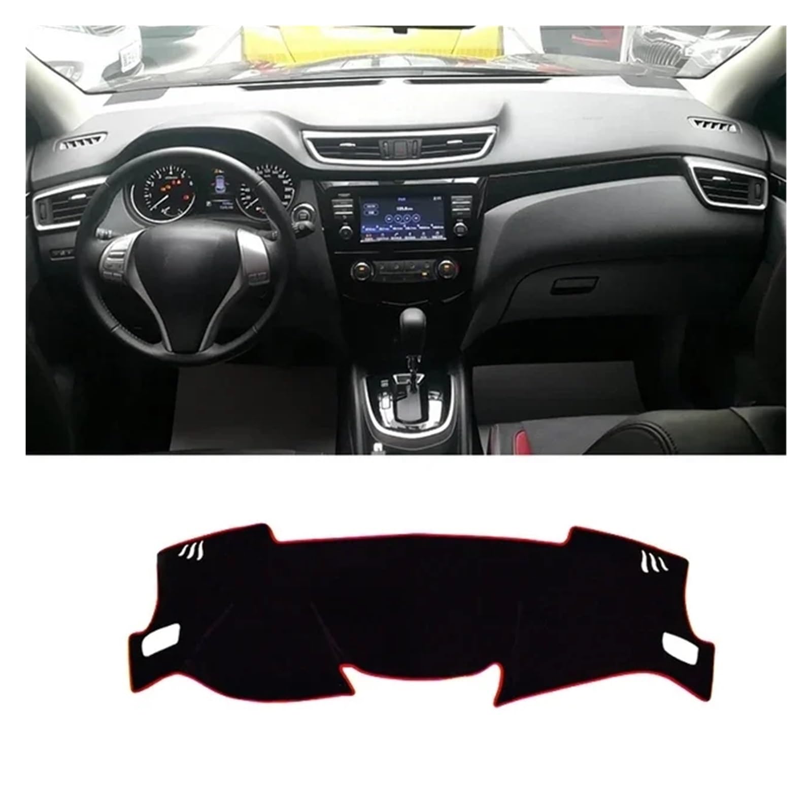 Teppich Dashmat Für Nissan Für Qashqai J11 2014 2015 2016 2017 2018 2019 2020 Auto-Armaturenbrett Vermeiden Licht Sonnenschutz Pad Abdeckung Matte Teppiche Anti-UV Dash Mat(LHD Red Side) von Tfkkaw