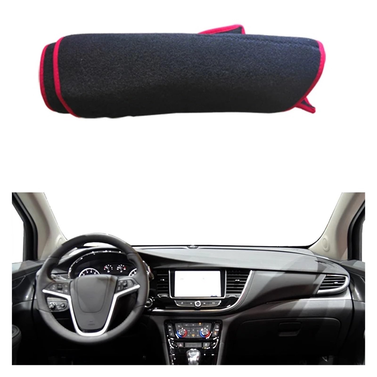 Teppich Dashmat Für Opel Für Mokka Für Vauxhall Für Mokka X 2016 2017 2018 2019 Auto Armaturenbrettabdeckung Teppich Dashmat Dashmatte Kissen Anti-Sonne Dash Mat(LHD Red) von Tfkkaw