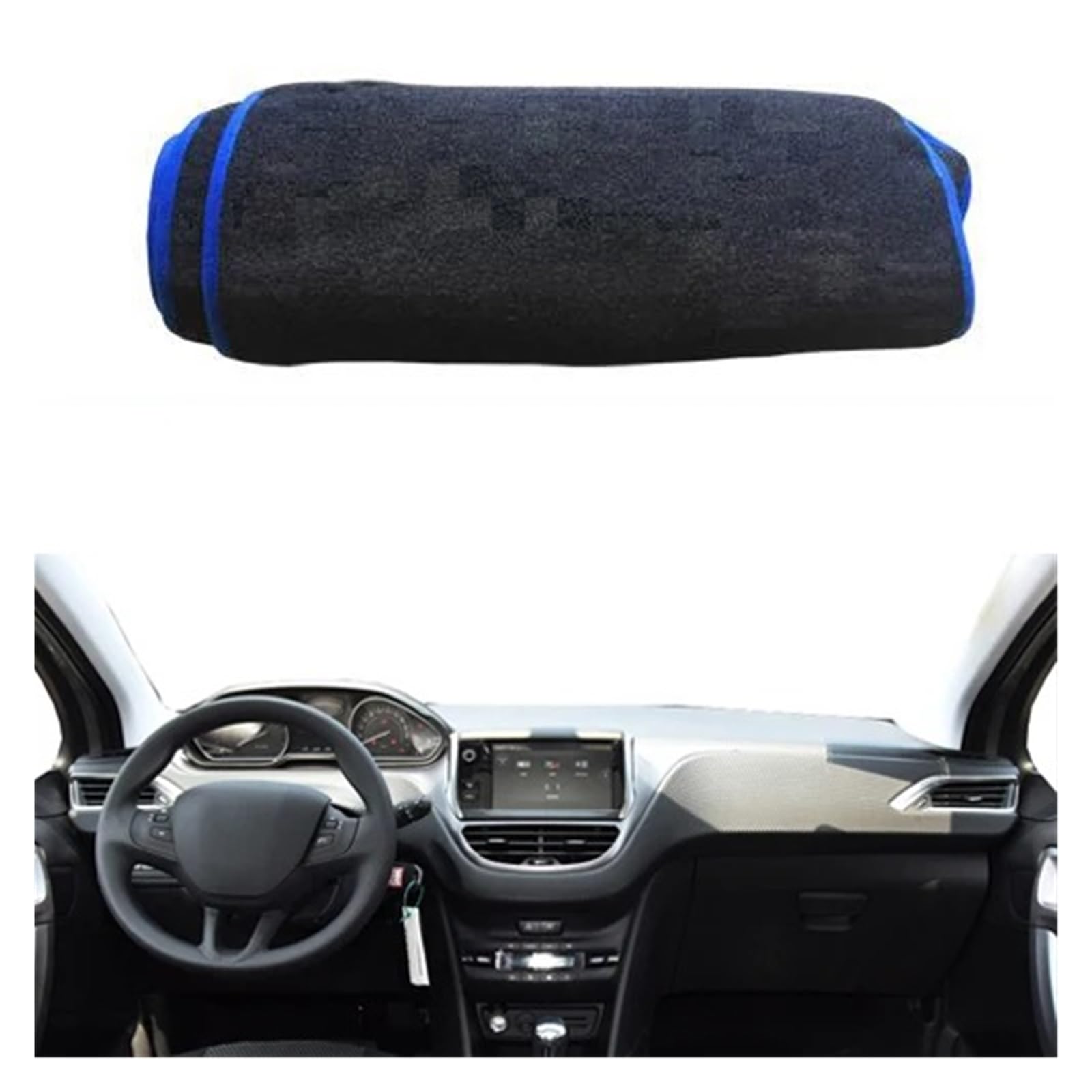 Teppich Dashmat Für Peugeot 2008 2013-2014 2015 2016 2017 2018 Auto Innere Dashboard Abdeckung Dash Matte Teppich Cape Kissen Dash Matte Anti-Sonne Dash Mat(LHD Blue) von Tfkkaw