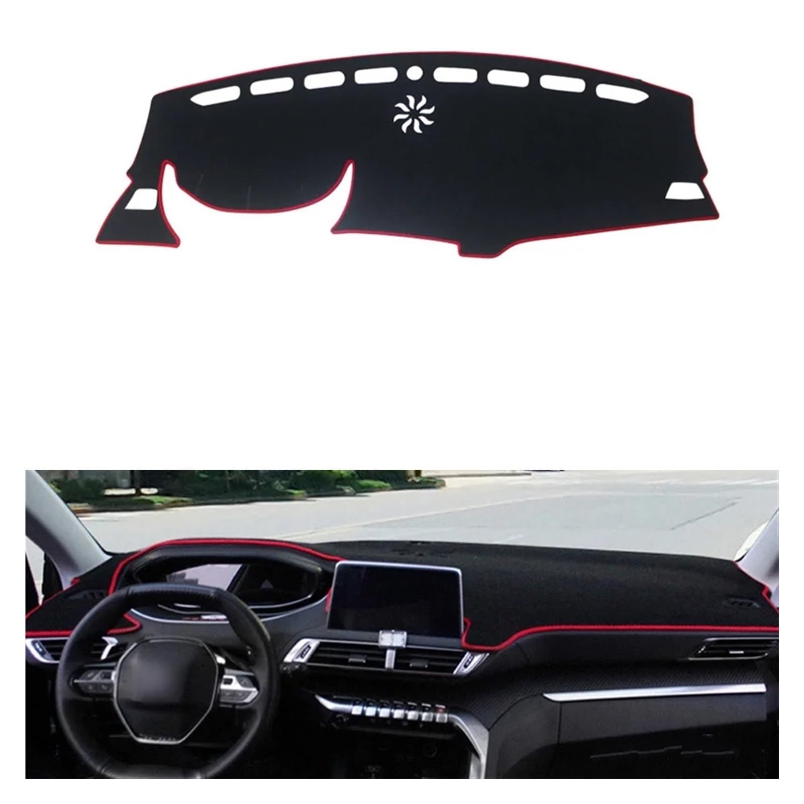 Teppich Dashmat Für Peugeot 3008 5008 2017 2018 2019 Zubehör Auto Dashboard Vermeiden Licht Pad Instrument Plattform Schreibtisch Abdeckung Matten Teppiche Dash Mat(LHD Red Side) von Tfkkaw