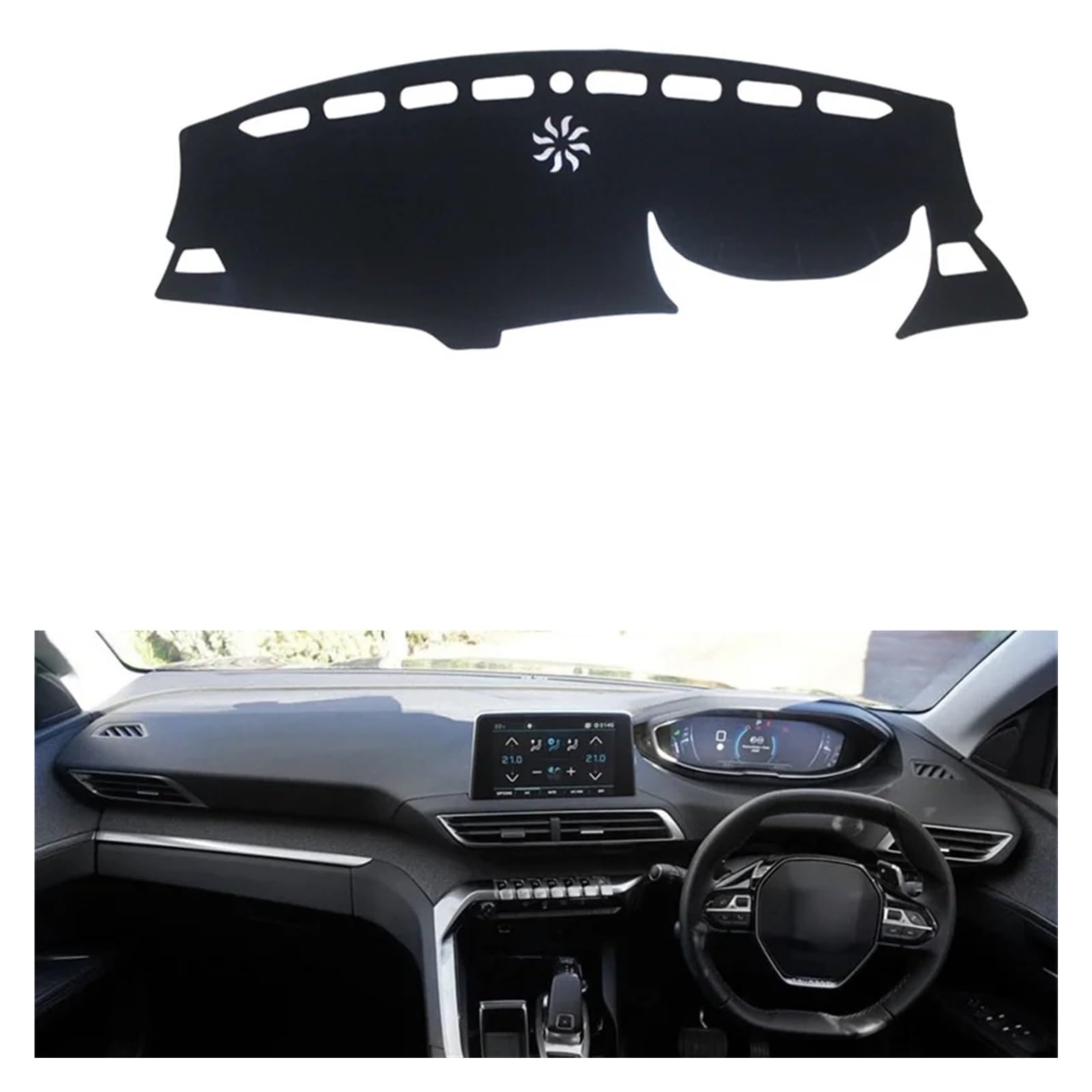 Teppich Dashmat Für Peugeot 3008 5008 2017 2018 2019 Zubehör Auto Dashboard Vermeiden Licht Pad Instrument Plattform Schreibtisch Abdeckung Matten Teppiche Dash Mat(RHD Black Side) von Tfkkaw