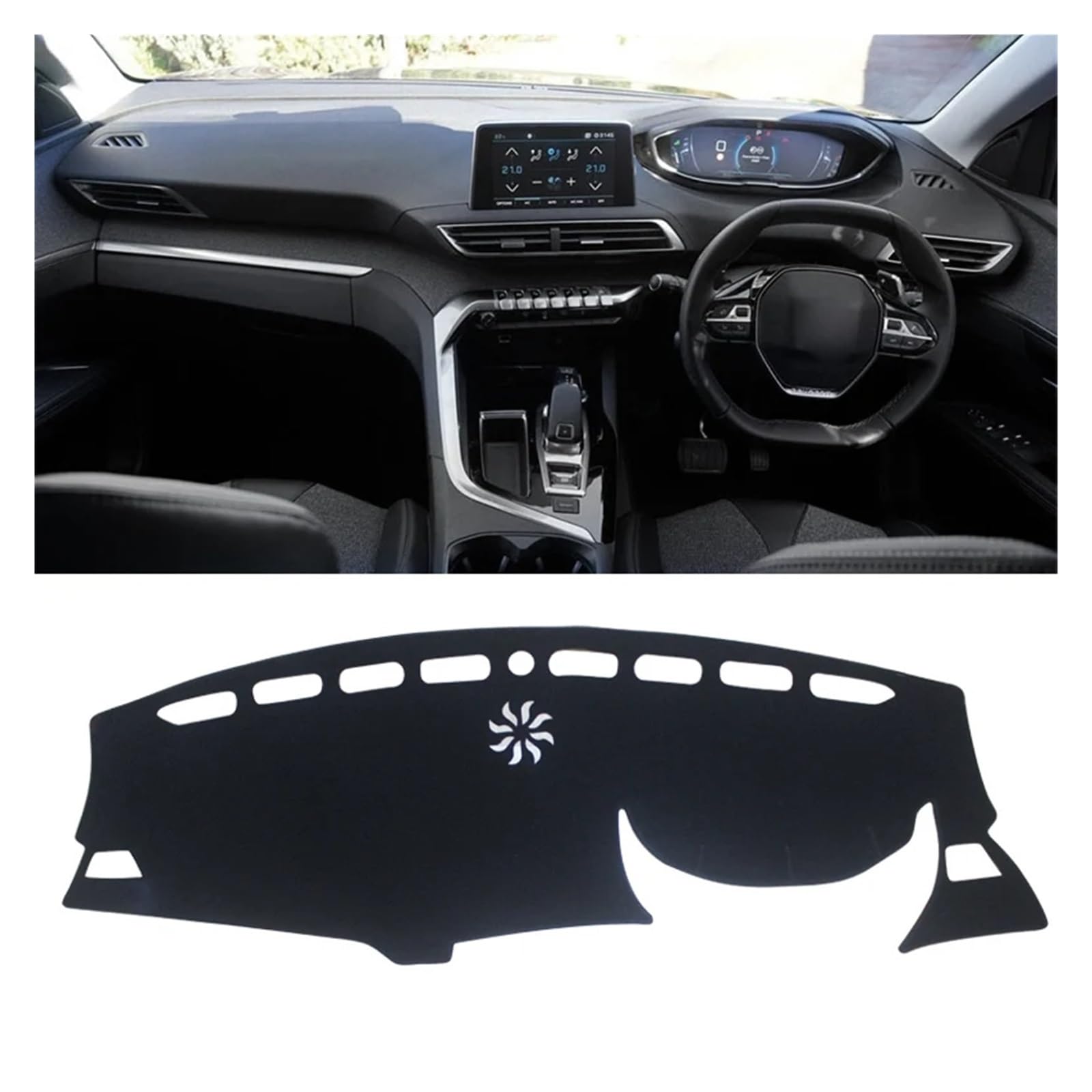 Teppich Dashmat Für Peugeot 3008 5008 GT Hybrid 2016 2017 2018 2019 2020 2021 2022 2023 Auto Dashboard Vermeiden Licht Pad Instrument Schreibtisch Abdeckung Matten Dash Mat(A RHD Black Side) von Tfkkaw