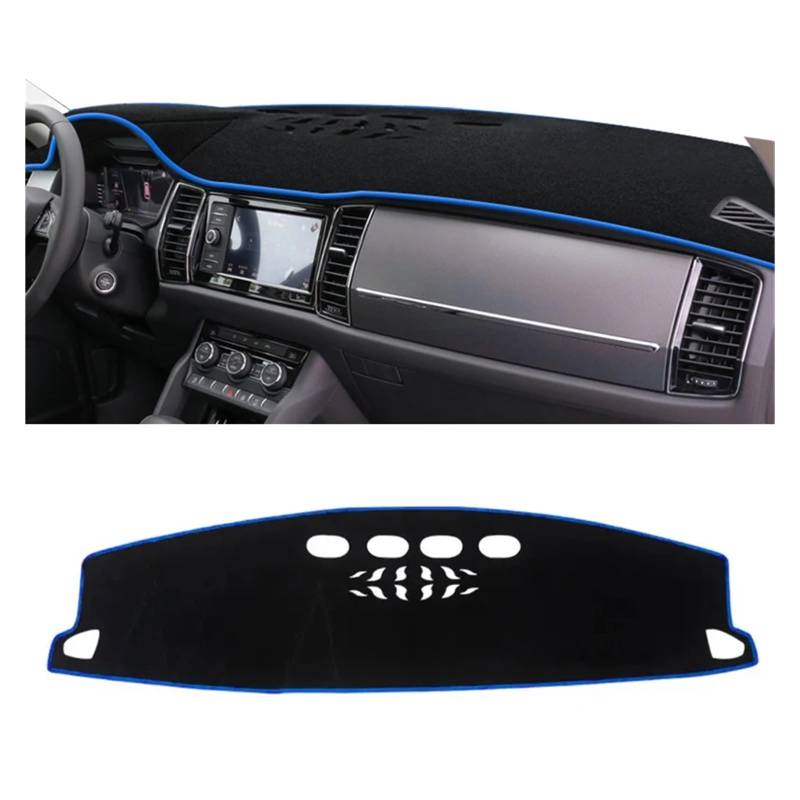 Teppich Dashmat Für Skoda Für Kodiaq 2017 2018 2019 2020 2021 2022 Auto Armaturenbrett Abdeckung Matten Vermeiden Licht Pad Instrument Plattform Schreibtisch Teppiche Dash Mat(LHD Blue Side) von Tfkkaw