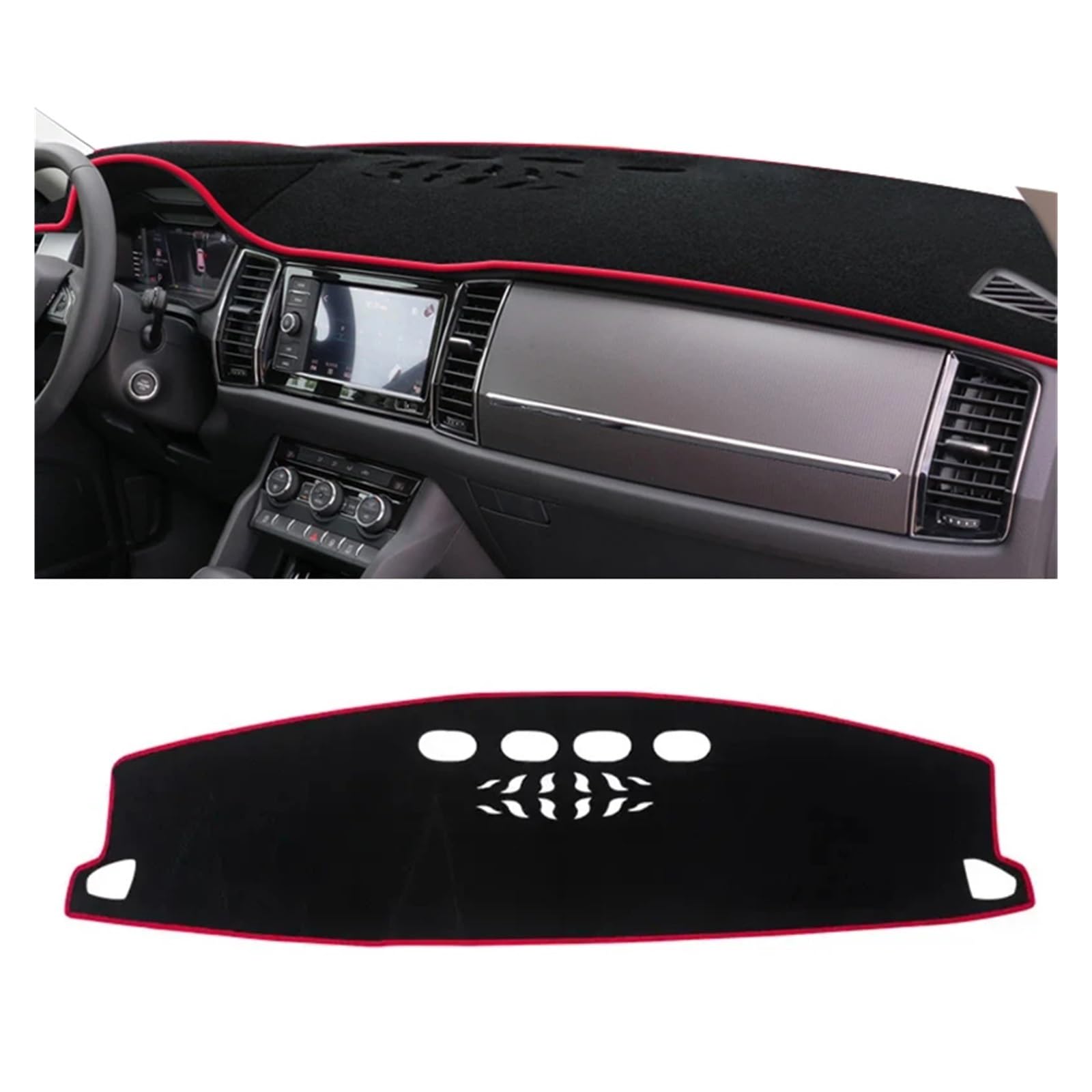 Teppich Dashmat Für Skoda Für Kodiaq 2017 2018 2019 2020 2021 2022 Auto Armaturenbrett Abdeckung Matten Vermeiden Licht Pad Instrument Plattform Schreibtisch Teppiche Dash Mat(LHD Red Side) von Tfkkaw