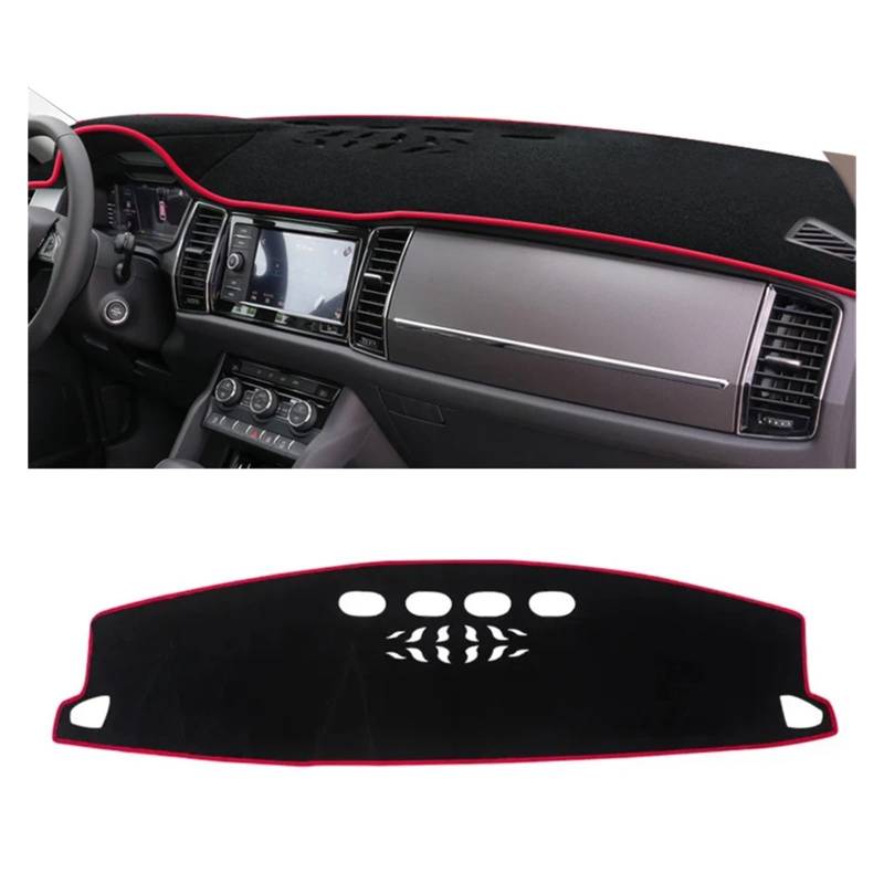 Teppich Dashmat Für Skoda Für Kodiaq 2017 2018 2019 2020 2021 2022 Auto Armaturenbrett Abdeckung Matten Vermeiden Licht Pad Instrument Plattform Schreibtisch Teppiche Dash Mat(LHD Red Side) von Tfkkaw