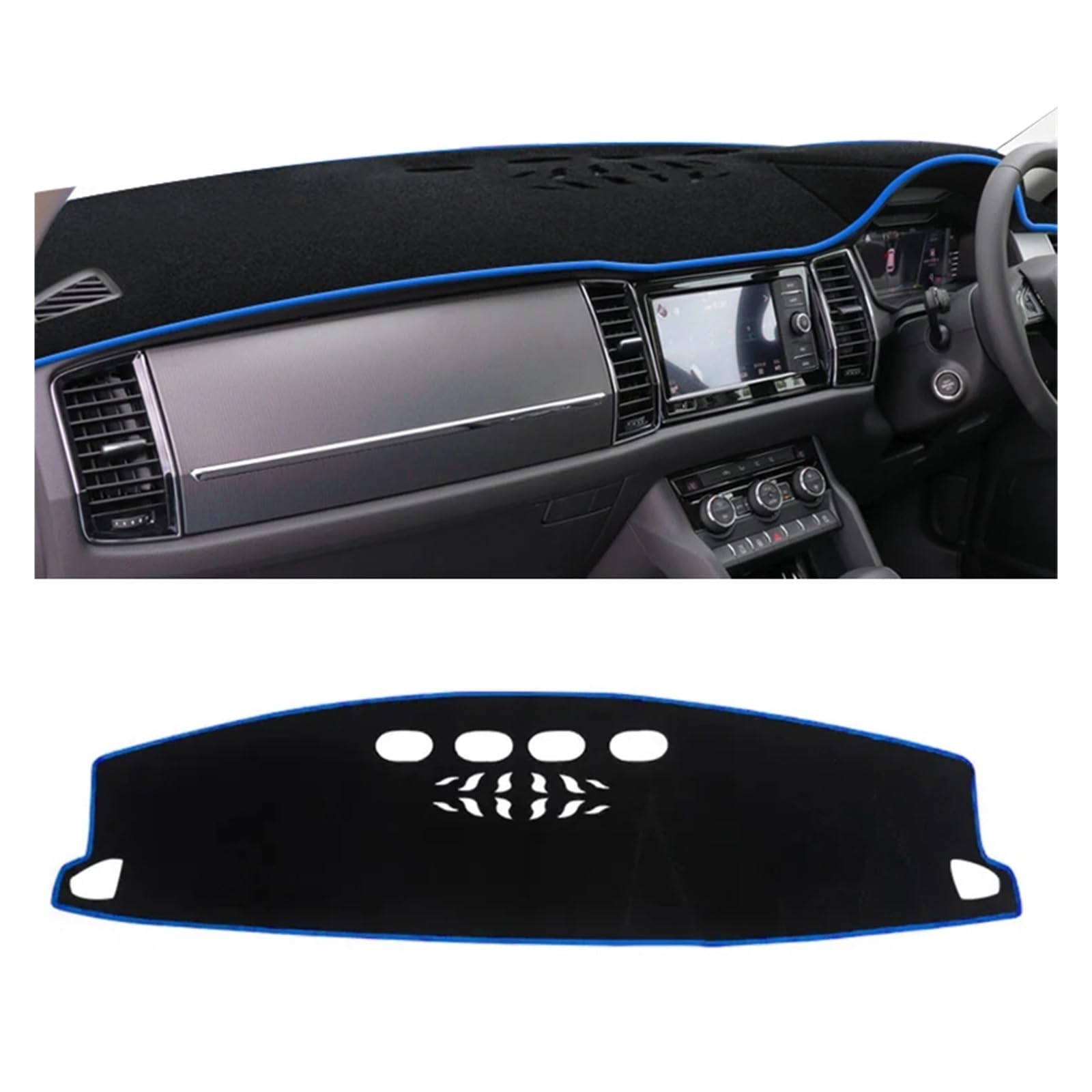 Teppich Dashmat Für Skoda Für Kodiaq 2017 2018 2019 2020 2021 2022 Auto Armaturenbrett Abdeckung Matten Vermeiden Licht Pad Instrument Plattform Schreibtisch Teppiche Dash Mat(RHD Blue Side) von Tfkkaw