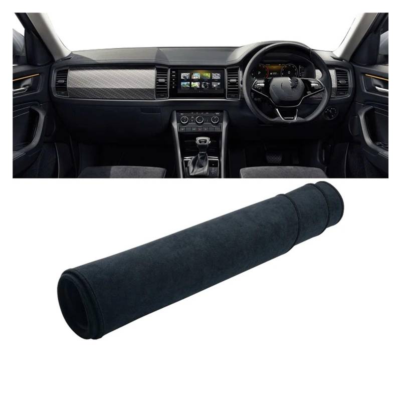 Teppich Dashmat Für Skoda Für Kodiaq NS7 2016 2017 2018 2019 2020 2021 2022 Instrumententisch Sonnenschutzmatte rutschfeste Auto-Armaturenbrettabdeckung Dash Mat(B RHD Black) von Tfkkaw