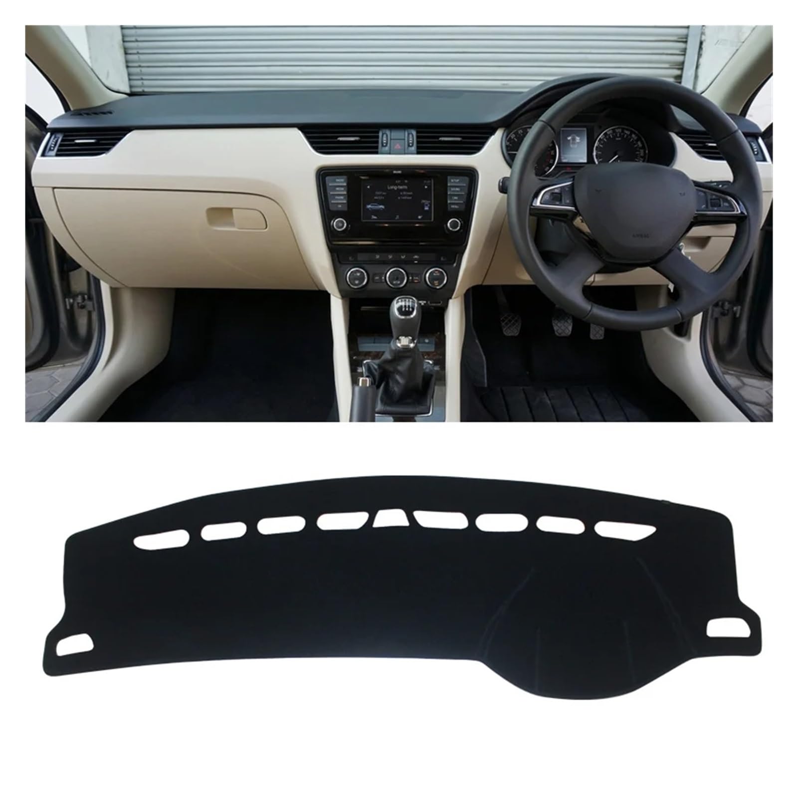 Teppich Dashmat Für Skoda Für Octavia A7 MK3 5E 2015 2016 2017 2018 2019 2020 Auto Armaturenbrett Abdeckung Vermeiden Licht Pad Anti-UV Teppiche Matte Dash Mat(Black RHD) von Tfkkaw