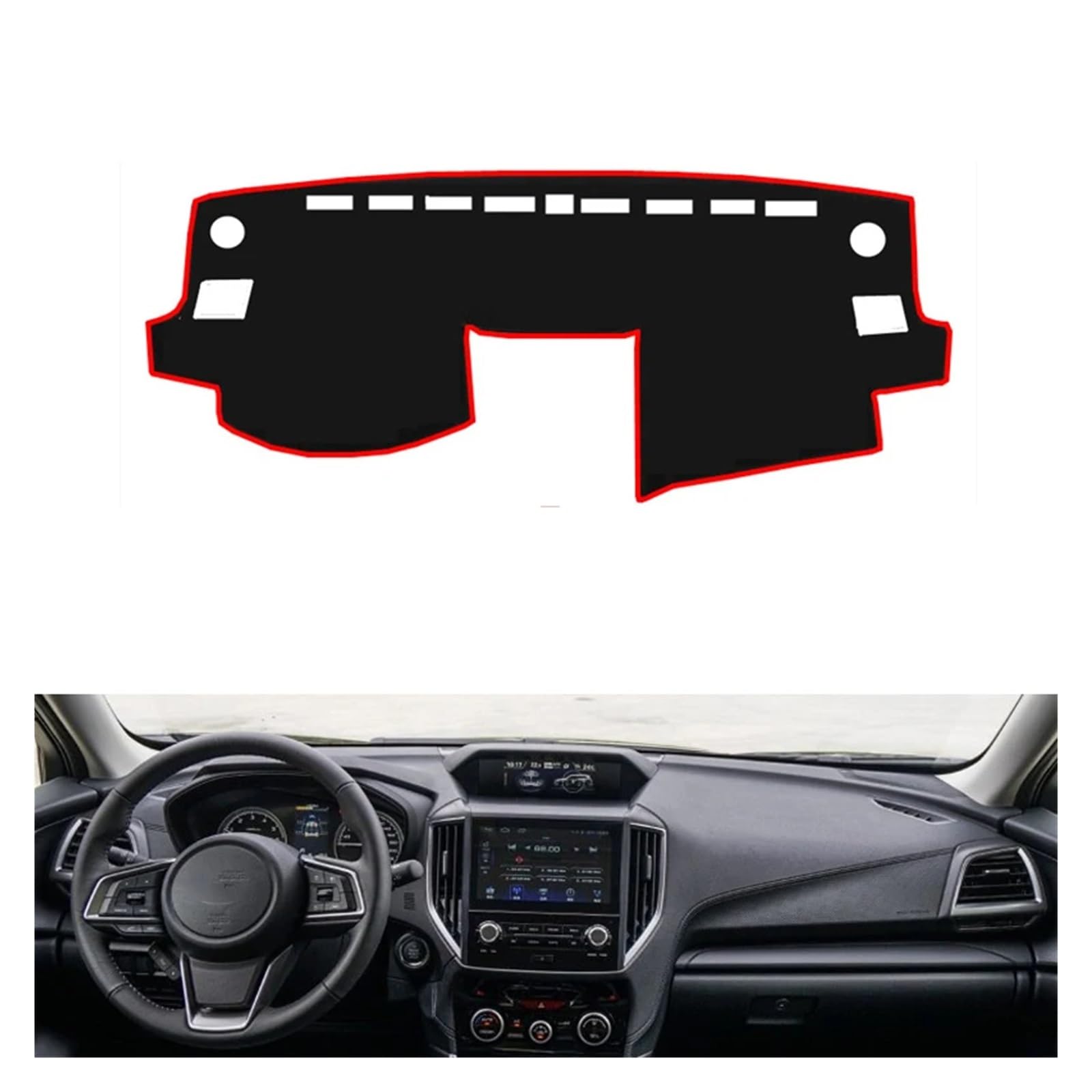 Teppich Dashmat Für Subaru Für Forester 2013 2014 2015 2016 2017 2018 Auto Armaturenbrett Abdeckungen Matte Schatten Kissen Pad Teppiche Zubehör Dash Mat(Red Edge,Linkslenker) von Tfkkaw