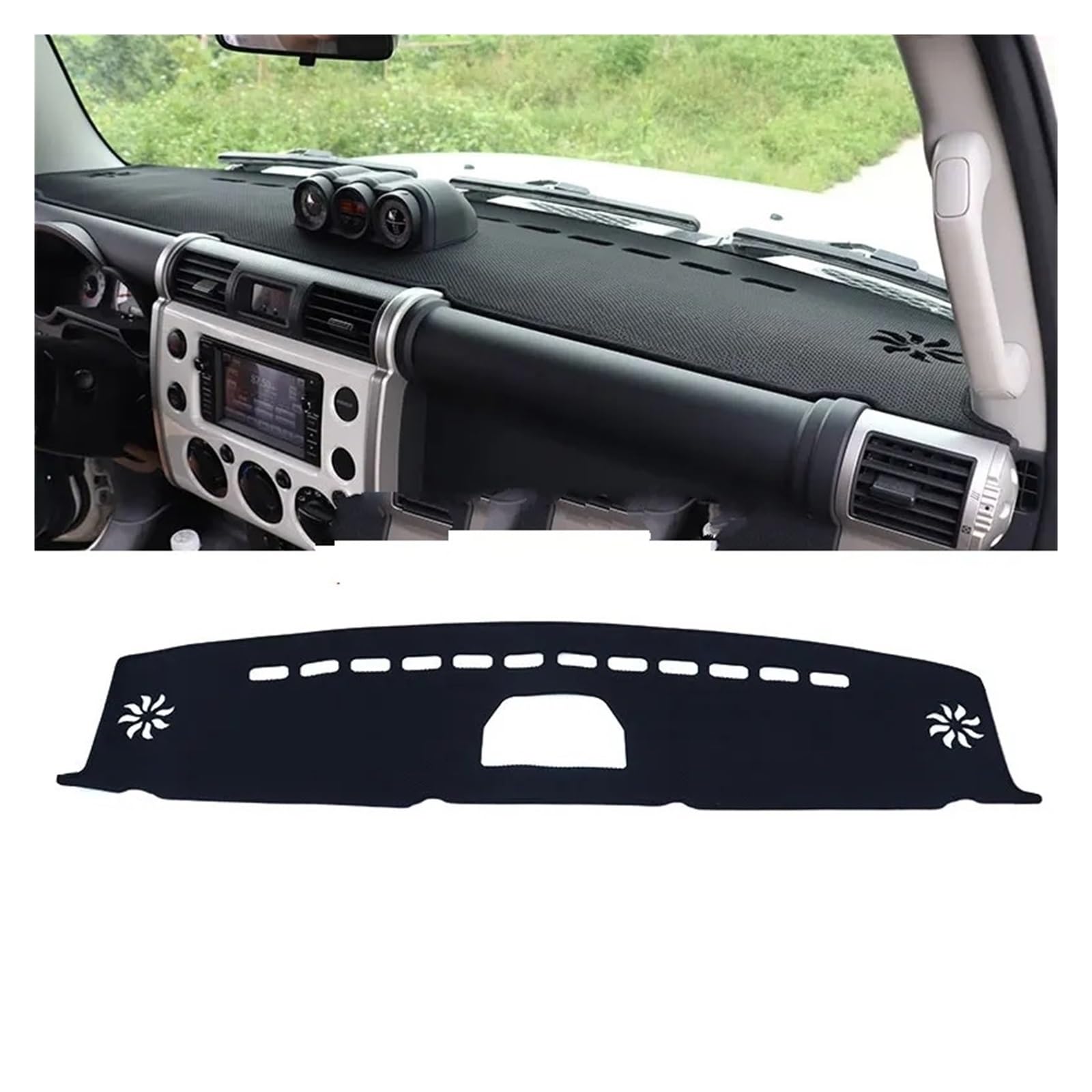 Teppich Dashmat Für Toyota Fj Für Cruiser Armaturenbrettmatte Auto Armaturenbrett Abdeckungen Matte Beschattung Pad Sonnenschutz Pad Staub Pad Innenausstattung Dash Mat(Sandwich with) von Tfkkaw