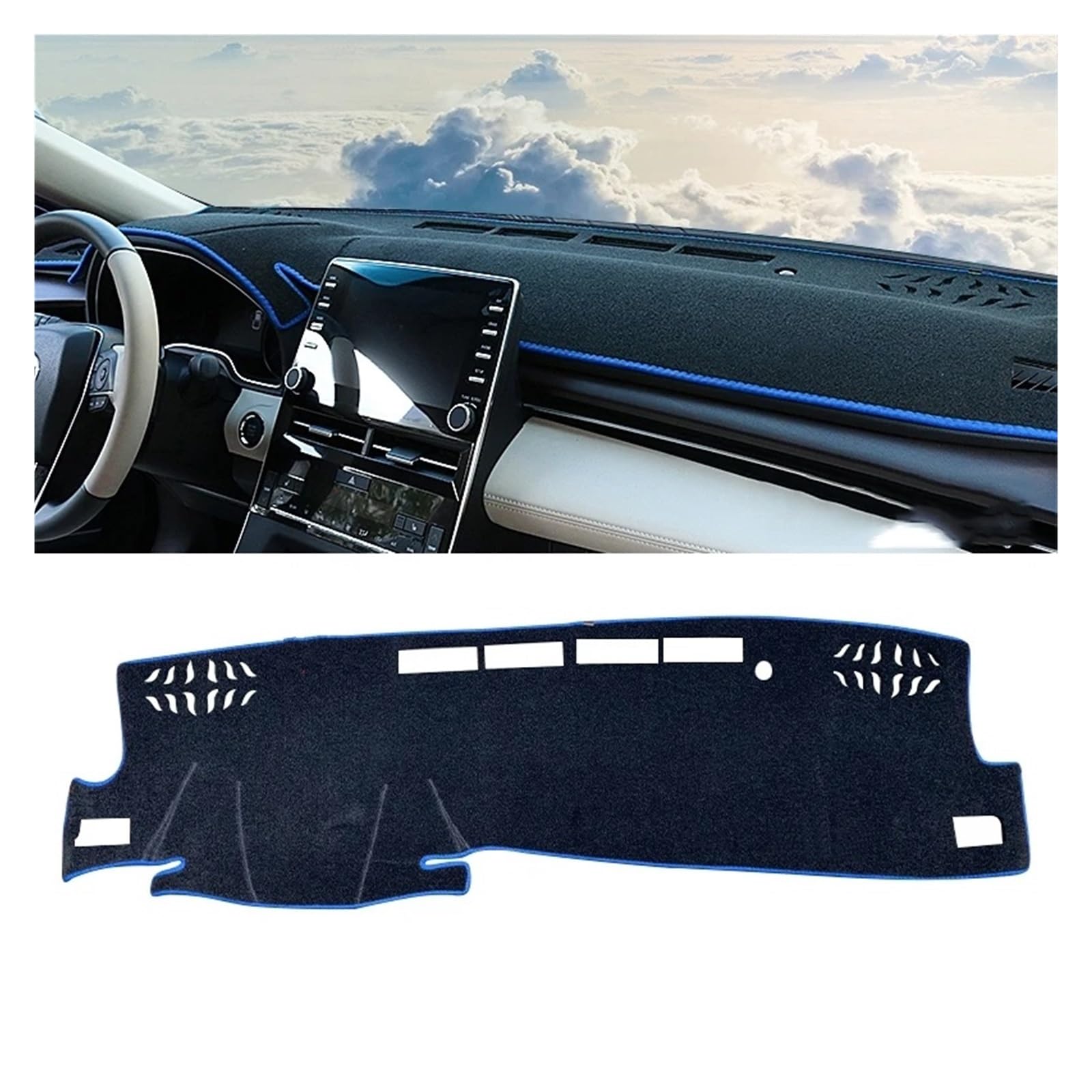 Teppich Dashmat Für Toyota Für Avalon 2018 2019 2020 2021 2023 Auto Dashboard Abdeckung Vermeiden Licht Pad Instrument Panel Matte Teppiche Anti-Uv Dash Mat(Front No HUD Blue) von Tfkkaw